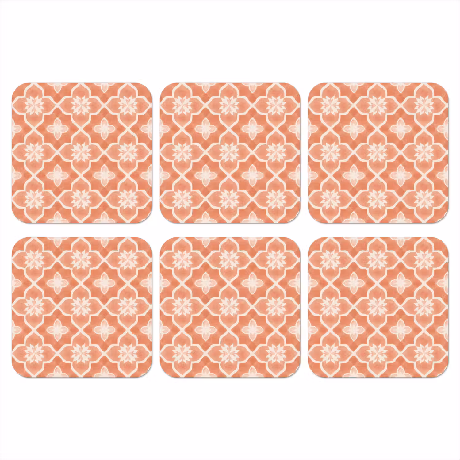 Tegelpatroon - Arabesk - Vintage - Terracotta onderzetter kurk middel 366 -3d