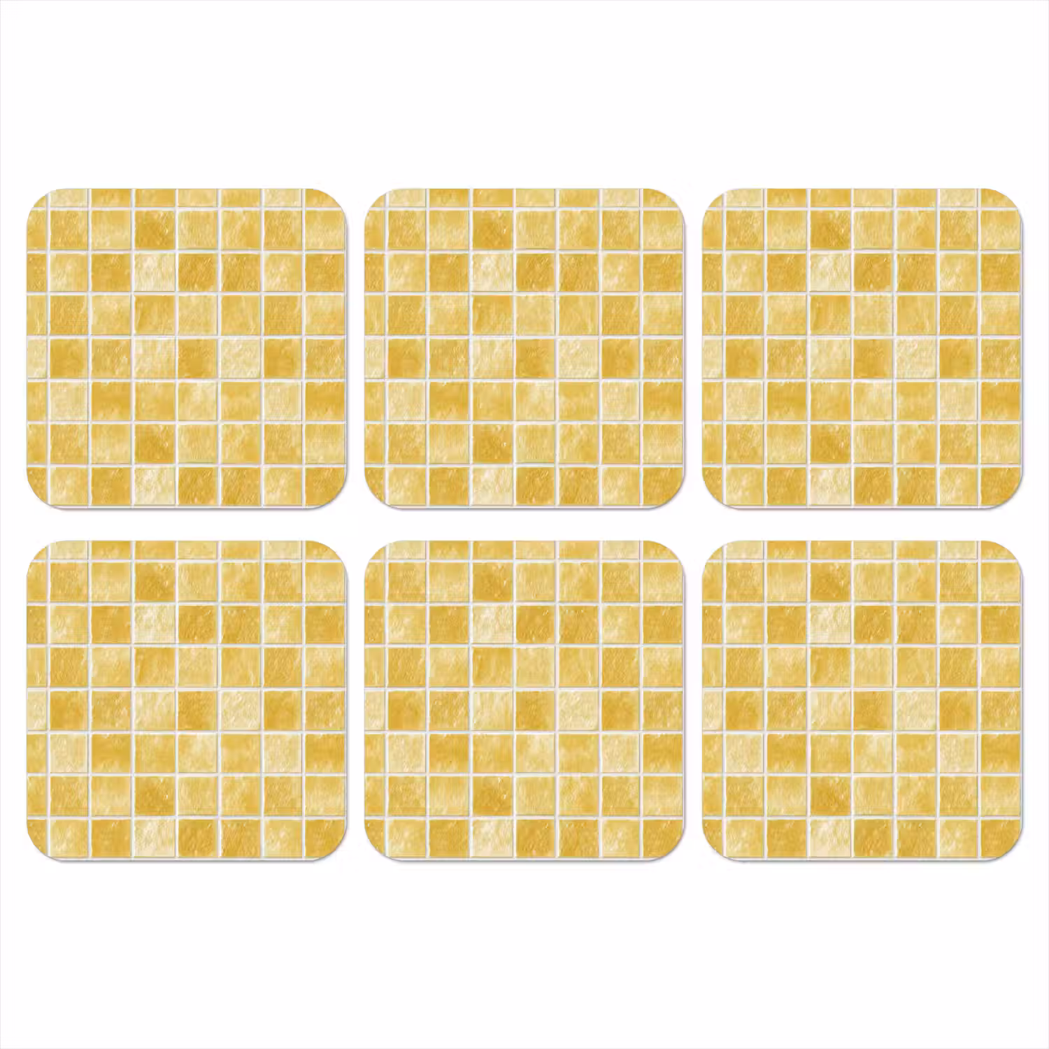 Tegels - Mozaïek - Textuur - Goudgeel onderzetter kurk middel 366 -3d