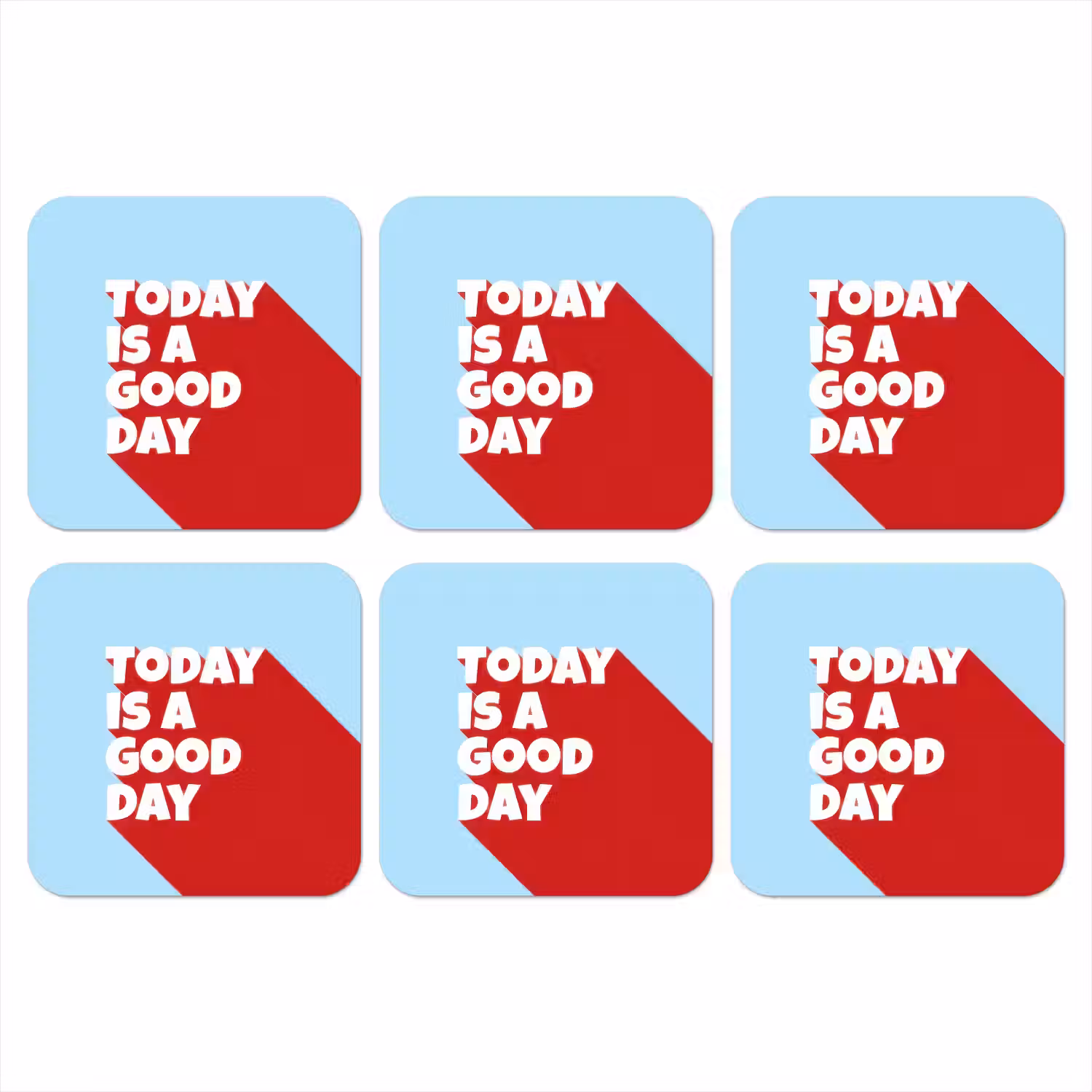 Today is a good day - Rood - lichtblauw onderzetter kurk middel -3d