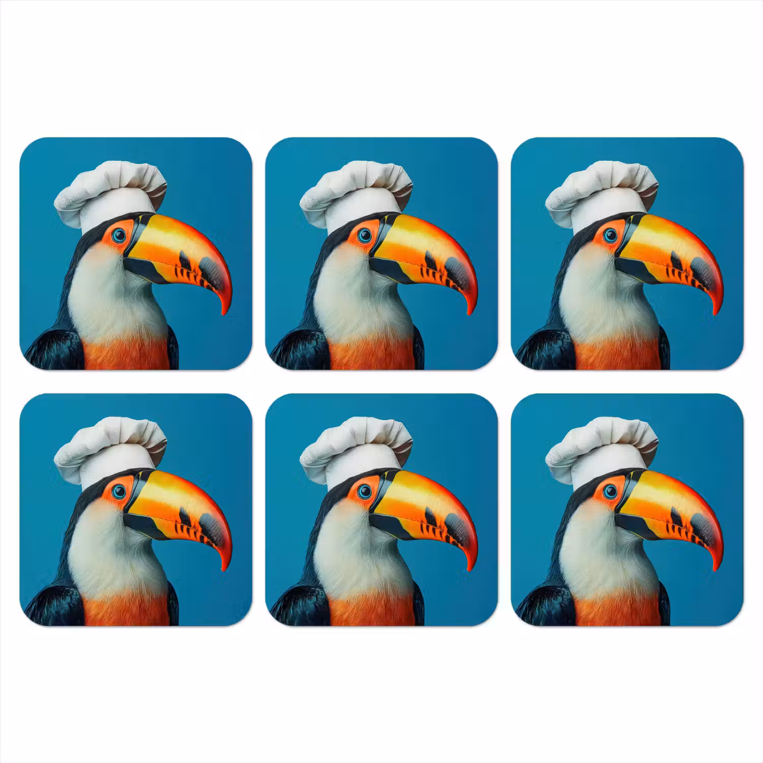 Toekan - Papegaai - Vogel - Koksmuts onderzetter kurk middel -3d