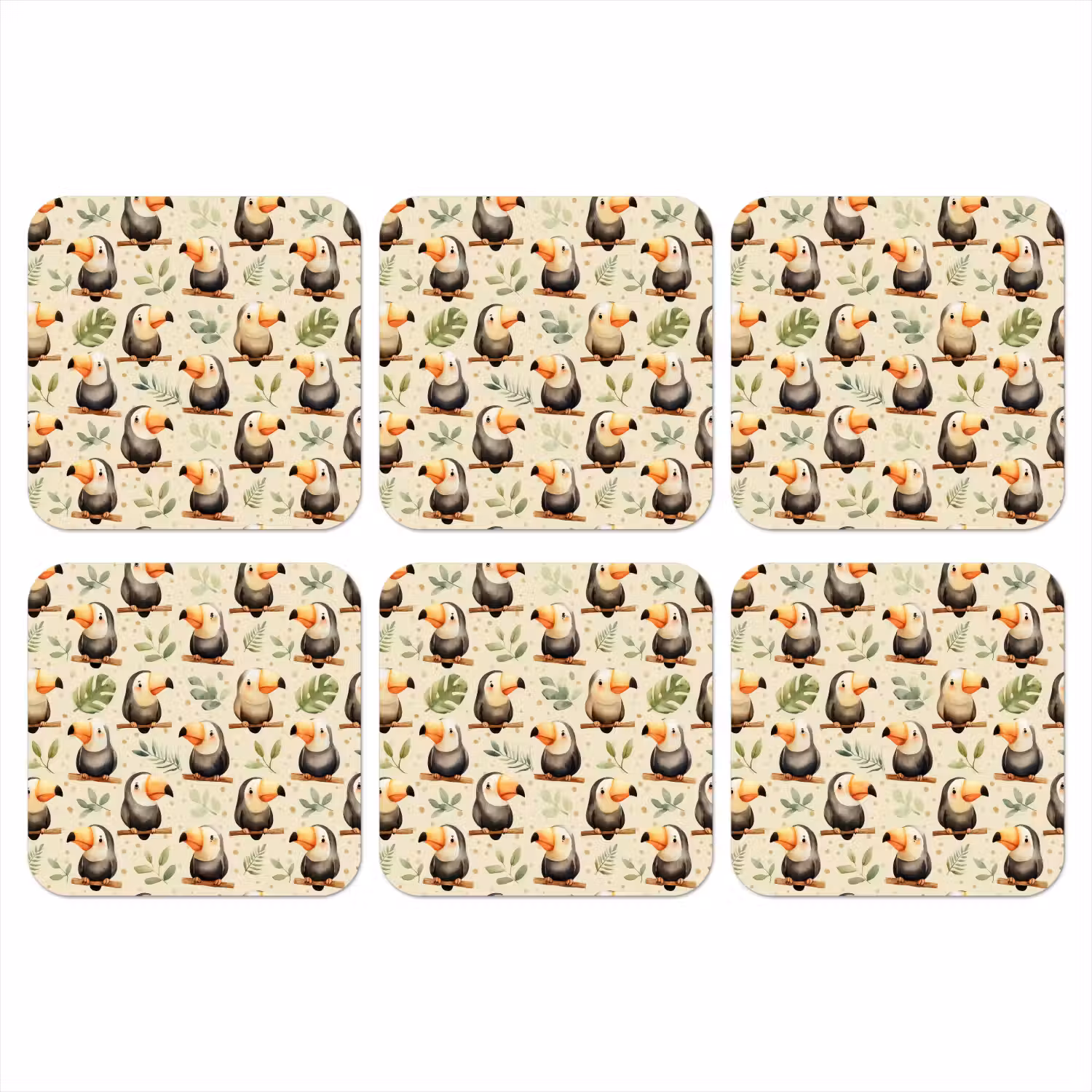 Toekans - Exotisch - Kleurrijk onderzetter kurk middel 366 -3d