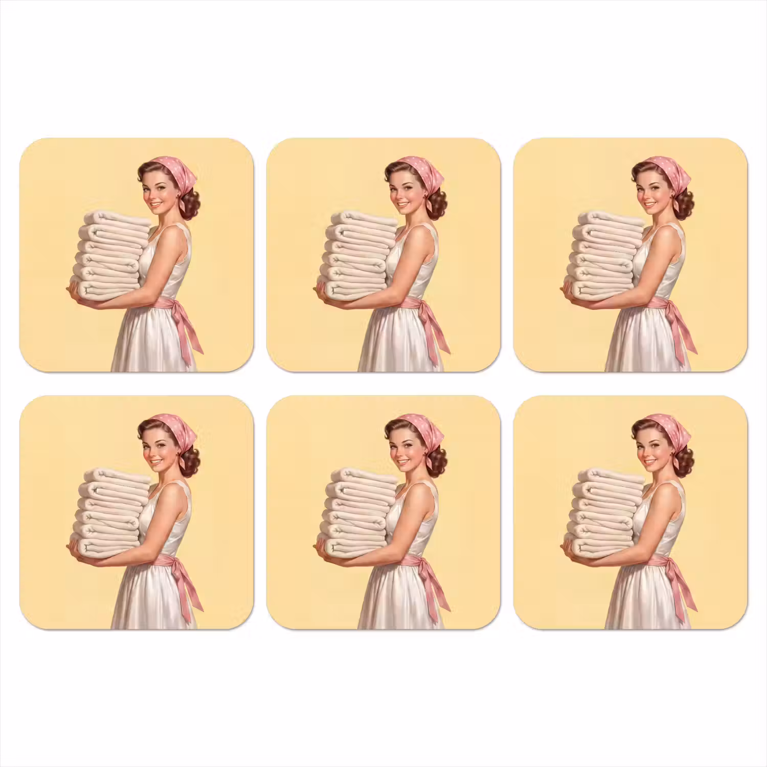 Handdoeken - Vrouw - Jurk - Roze onderzetter kurk middel -3d