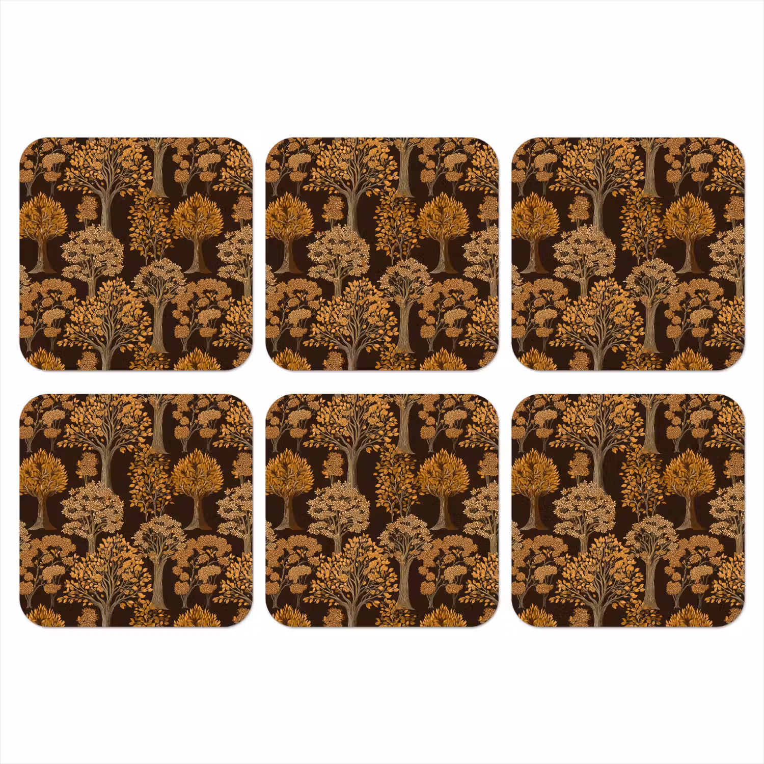 Bomen - Patroon - Bruin onderzetter kurk middel 366 -3d
