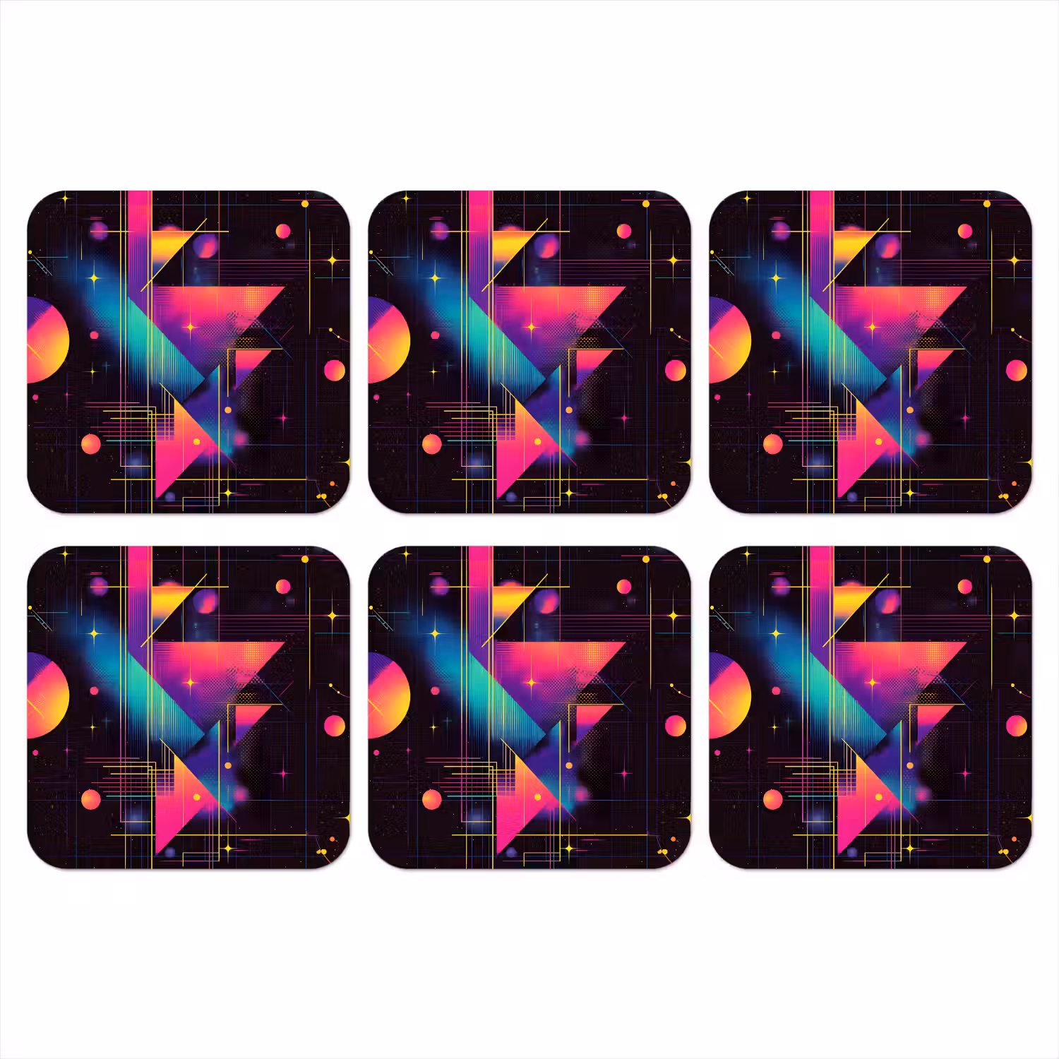 Driehoeken - Cirkels - Abstract - Sterren onderzetter kurk middel -3d
