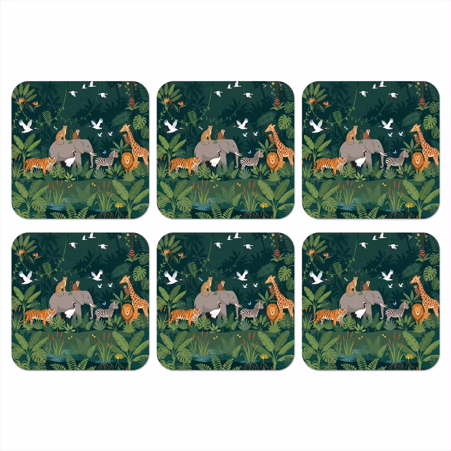 Tropisch - Jungle - Groen onderzetter kurk middel -3d