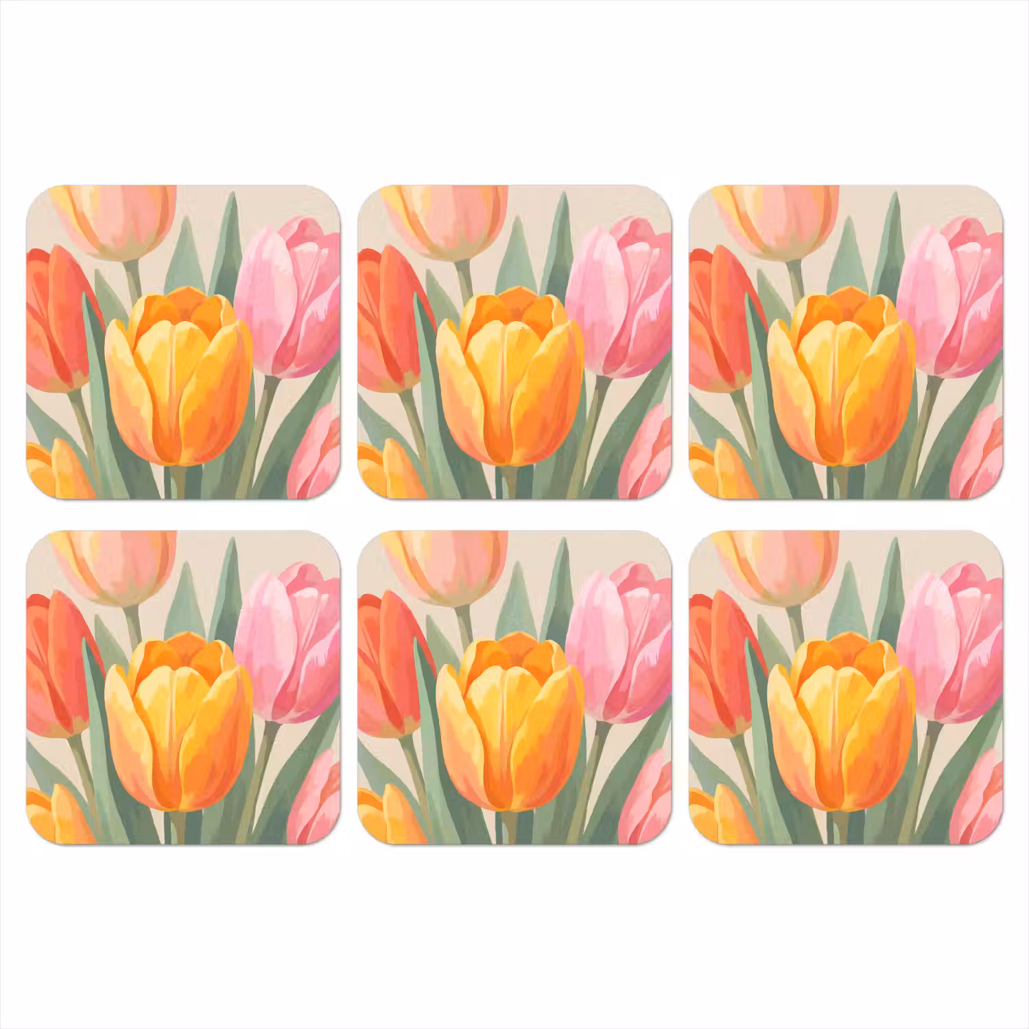 Tulpen - Abstract - Kleurrijk onderzetter kurk middel -3d