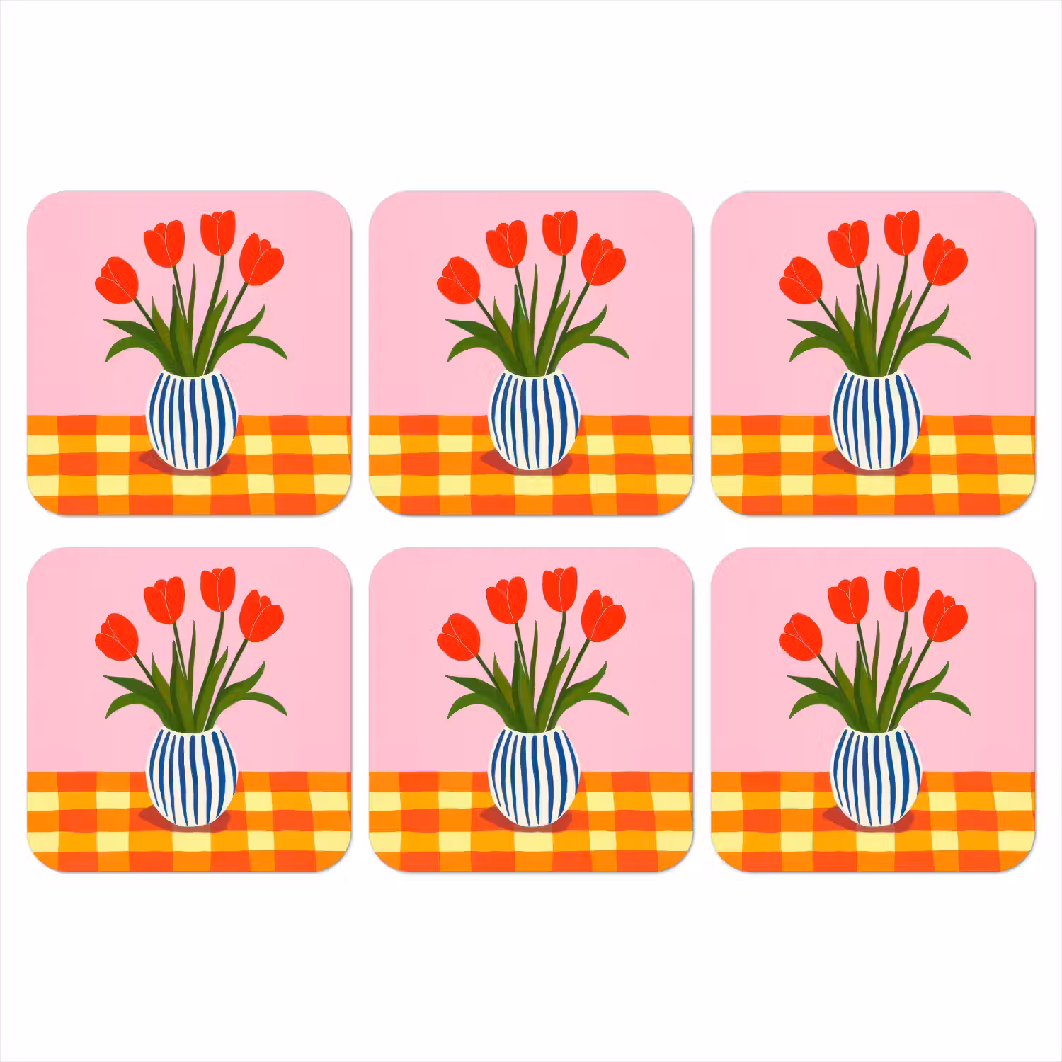 Tulpen - Roze - Vaas onderzetter kurk middel -3d
