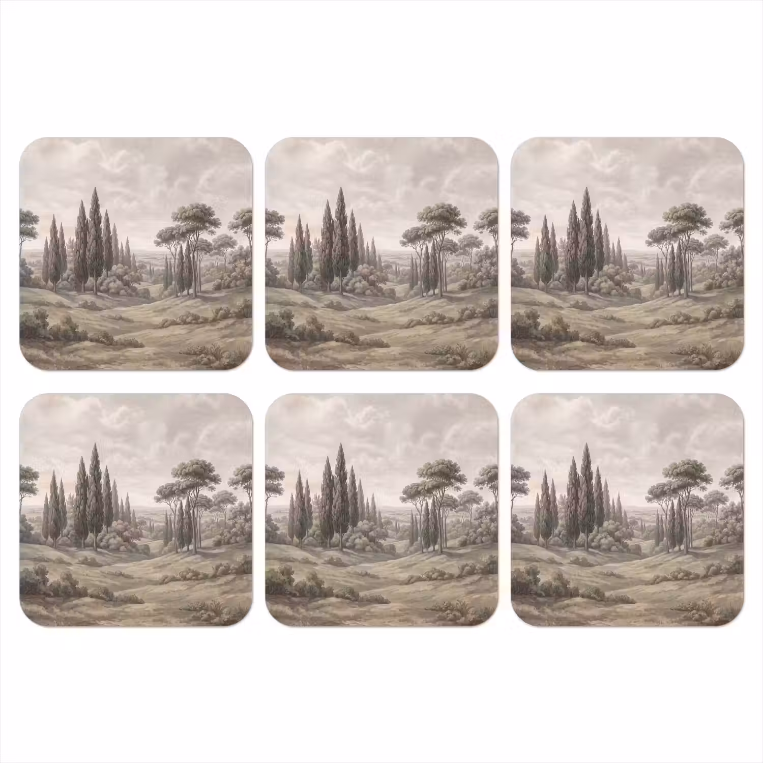 Vallei - Bos - Natuur - Groen onderzetter kurk middel -3d