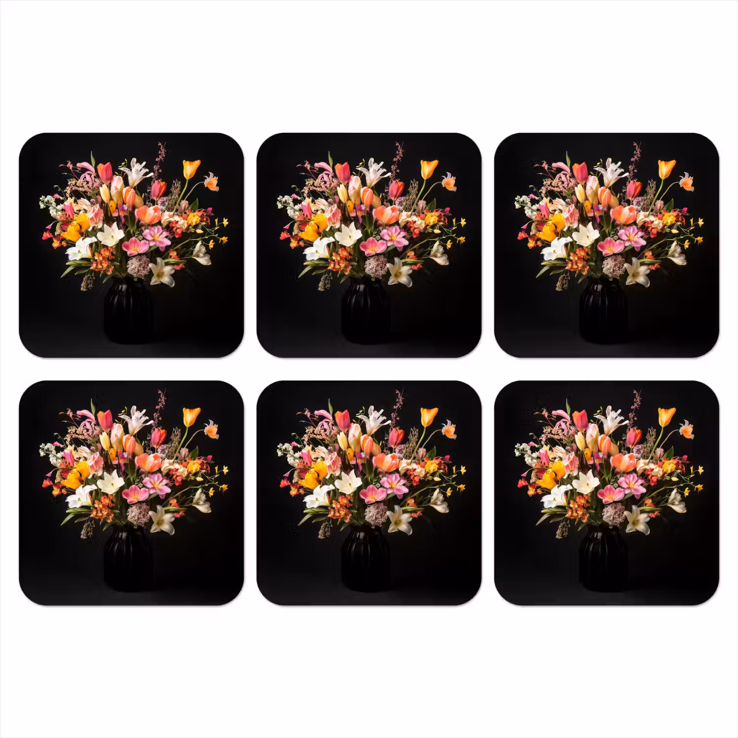 Vaas - Bloemen - Tulpen onderzetter kurk middel -3d
