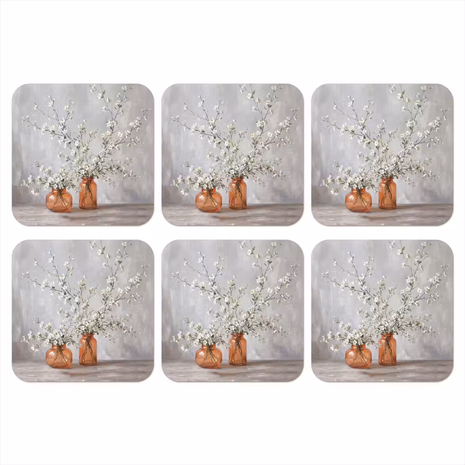 Vazen - Bloemen - Oranje onderzetter kurk middel -3d