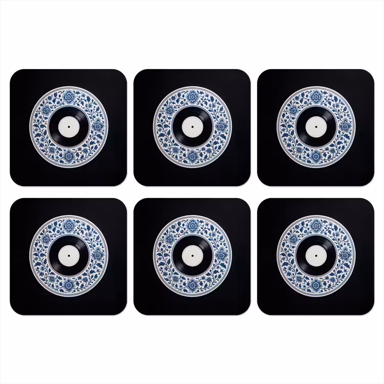 Vinyl - LP - Delfts Blauw - Muziek onderzetter kurk middel -3d