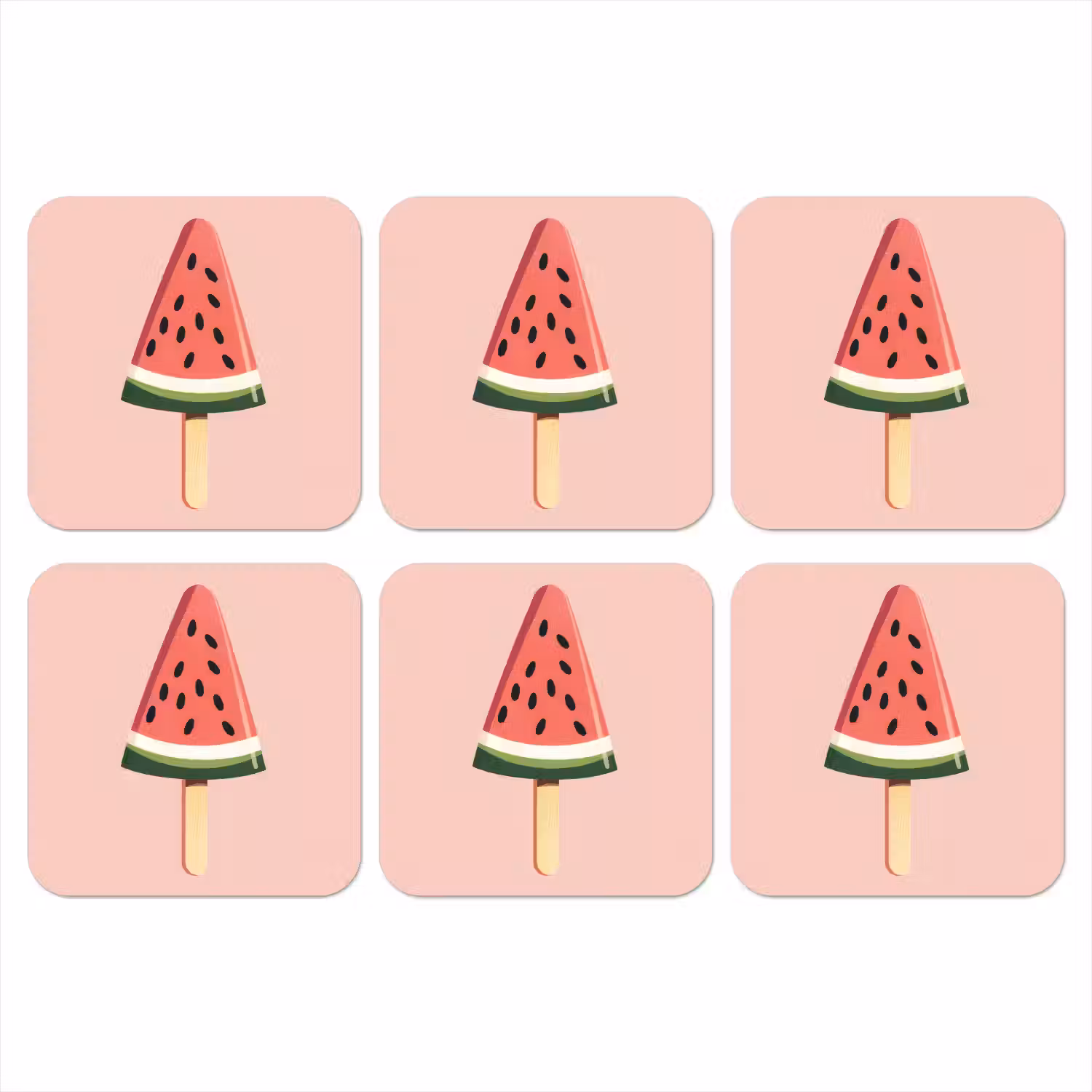 Watermeloen - Ijsje - Pitjes - Rood onderzetter kurk middel -3d