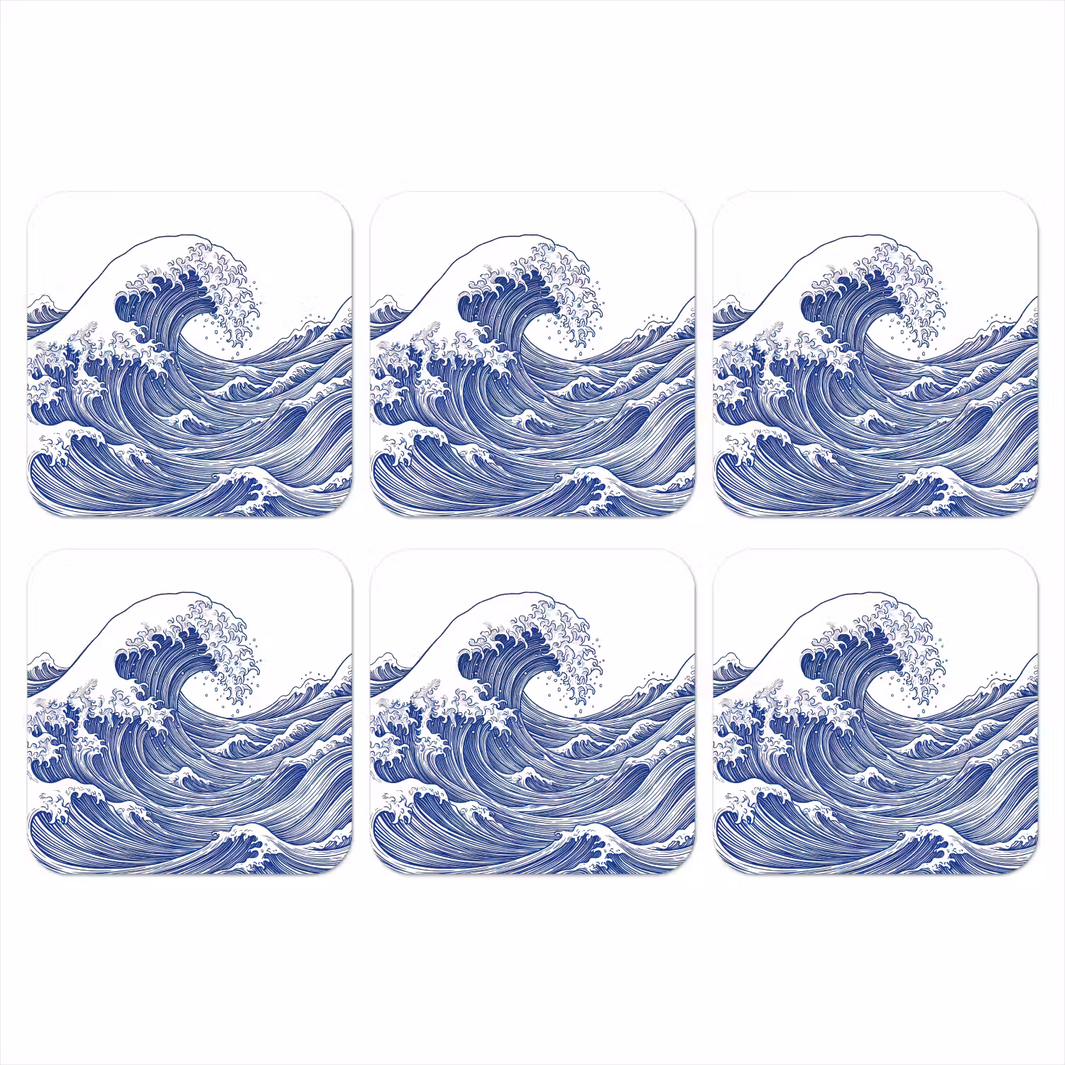 Golf - Japans - Zee - Illustratie - Blauw onderzetter kurk middel -3d