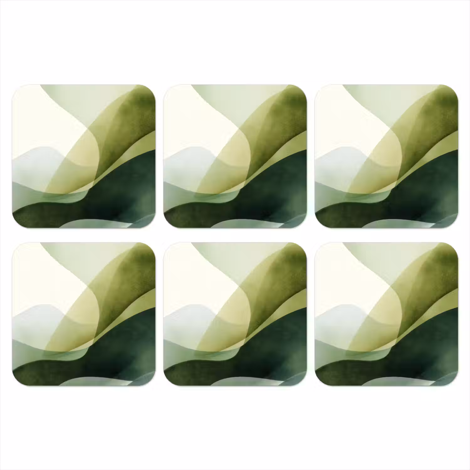 Golven - Abstract - Lichtgroen - Sierlijk onderzetter kurk middel -3d