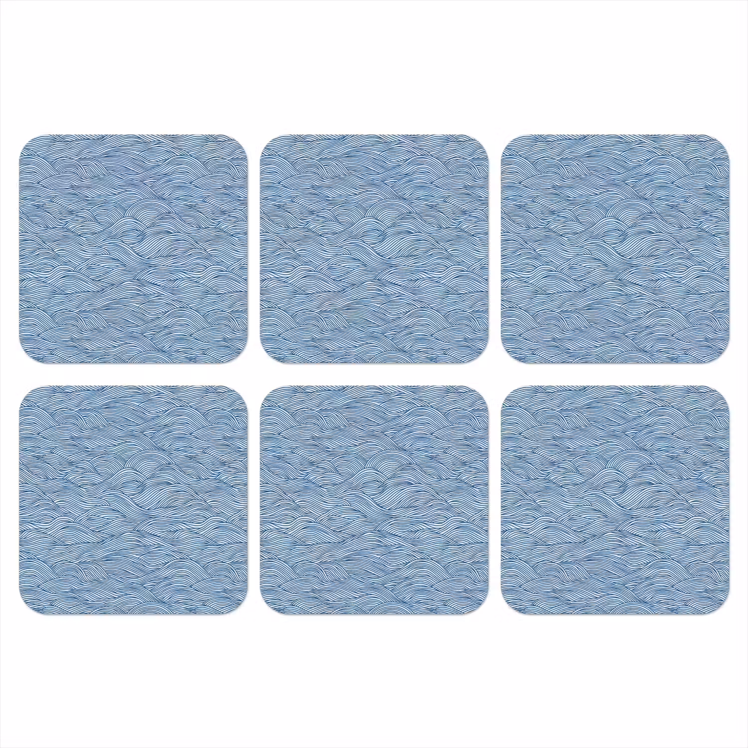 Golven - Ritmisch - Blauw onderzetter kurk middel 366 -3d