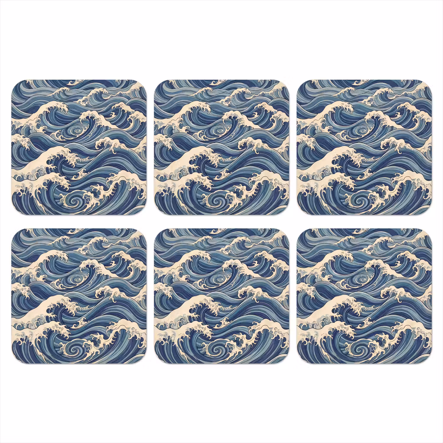 Golven - Zee - Natuur - Abstract - Blauw onderzetter kurk middel -3d