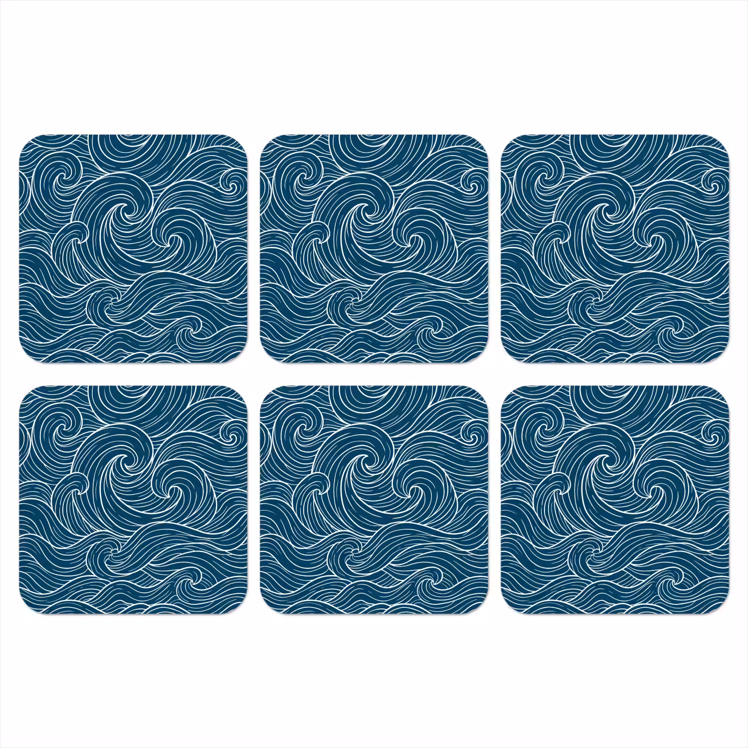 Golven - Spiraal - Water - Abstract - Blauw onderzetter kurk middel -3d