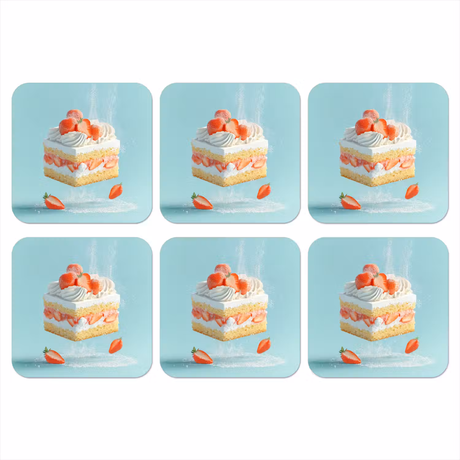 Slagroom - Taart - Blauw - Eten onderzetter kurk middel -3d