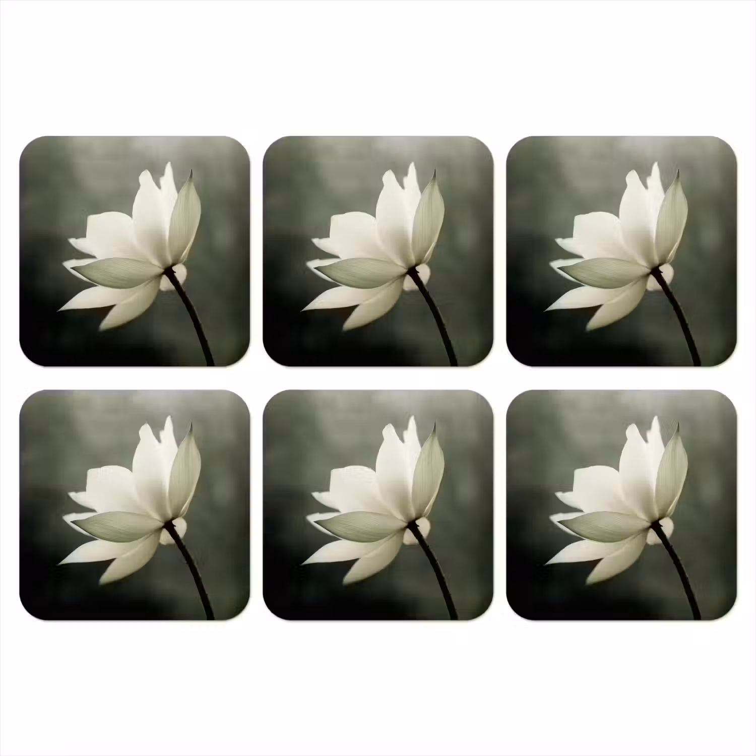 Wit - Lotus - Donker - Bloem onderzetter kurk middel -3d
