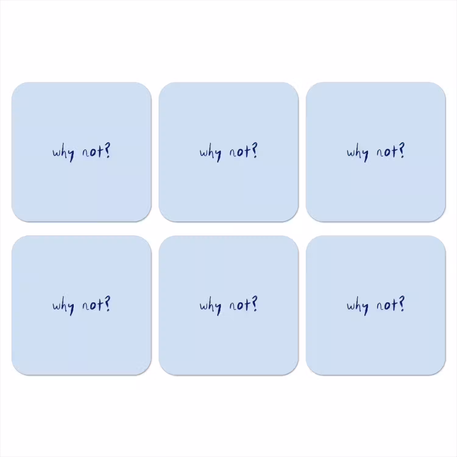 Why not - Blauw - Donker blauw - Quote onderzetter kurk middel -3d