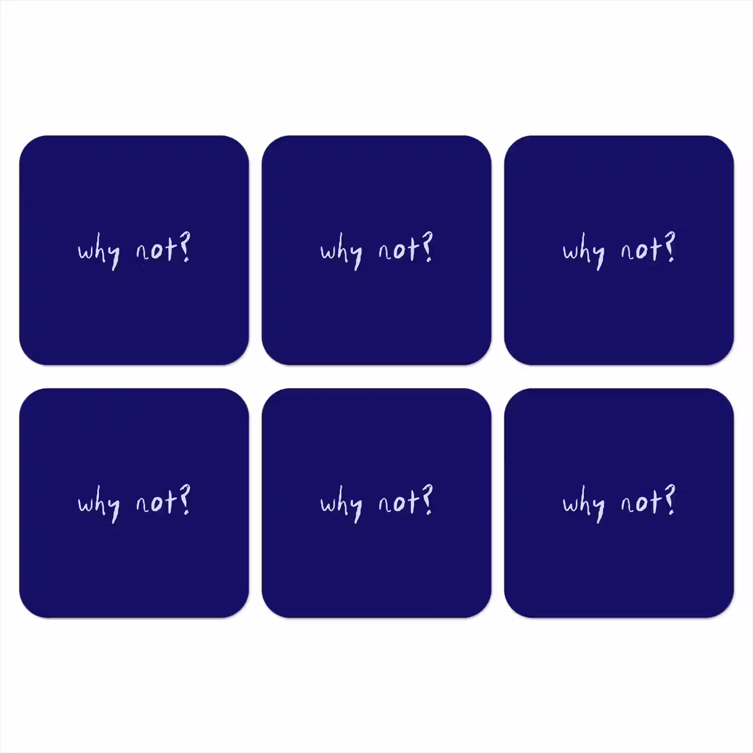 Why not - Blauw - Handgeschreven onderzetter kurk middel -3d