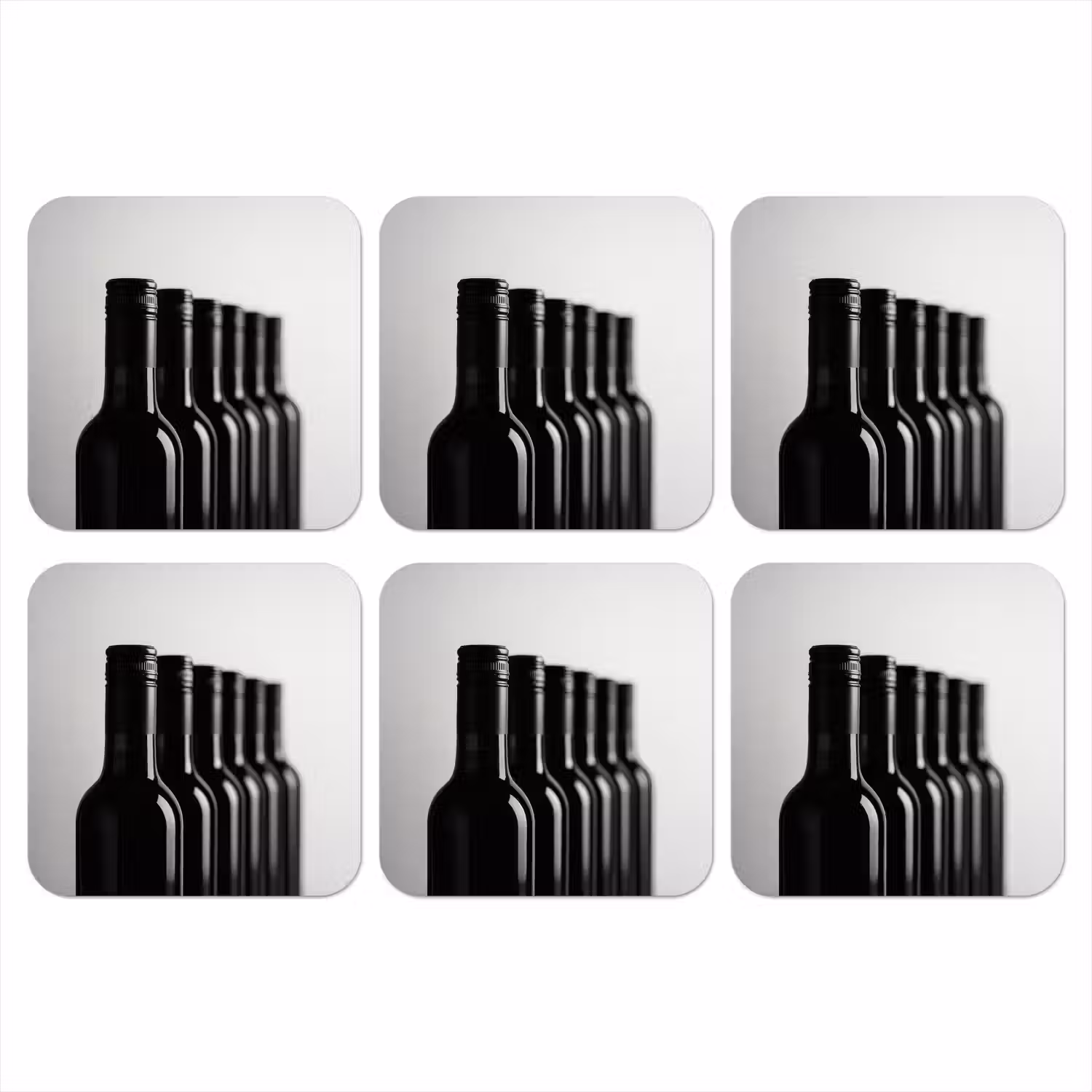Wijnflessen - Zwart - Minimalistisch onderzetter kurk middel -3d