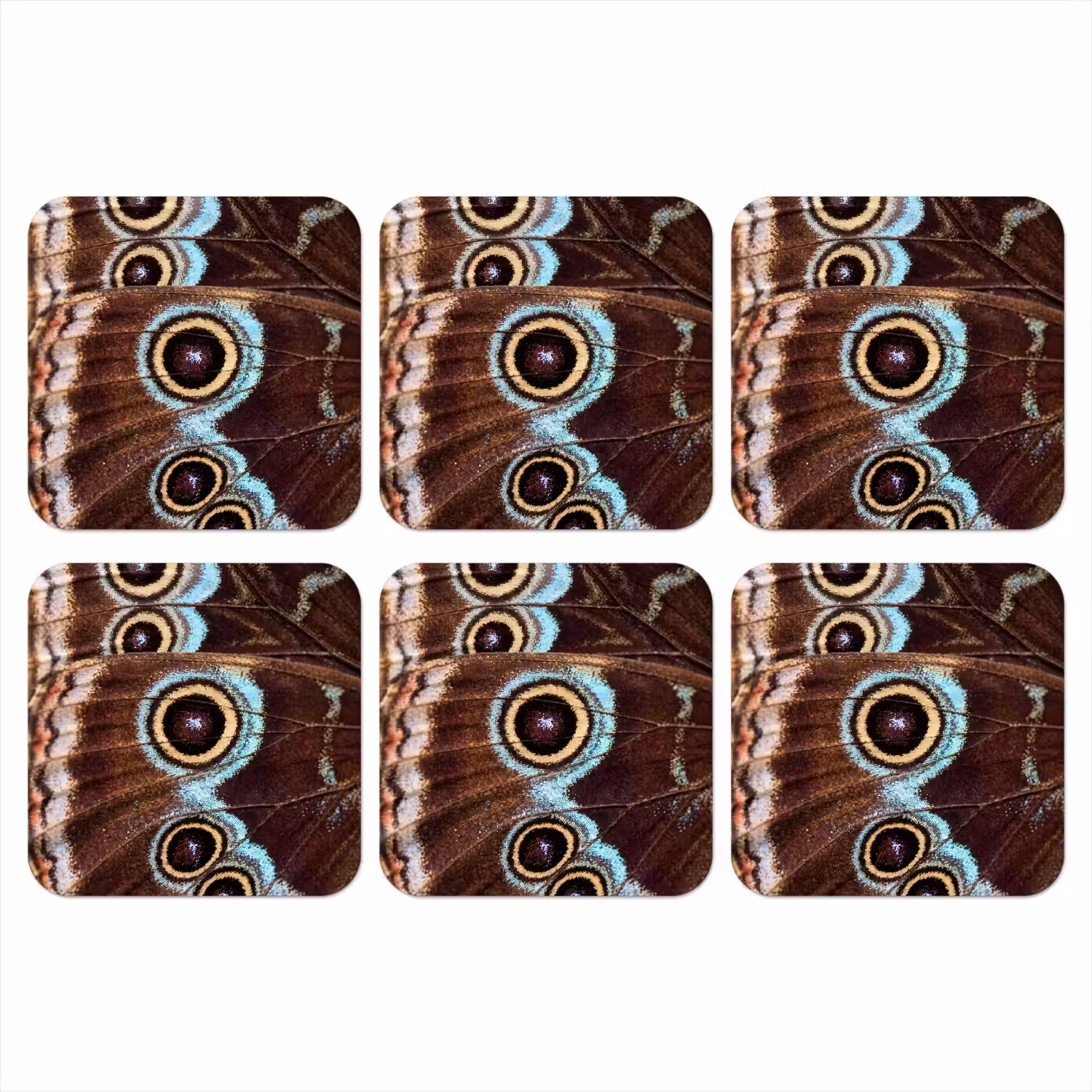Vleugels - Vlinder - Blauw onderzetter kurk middel -3d