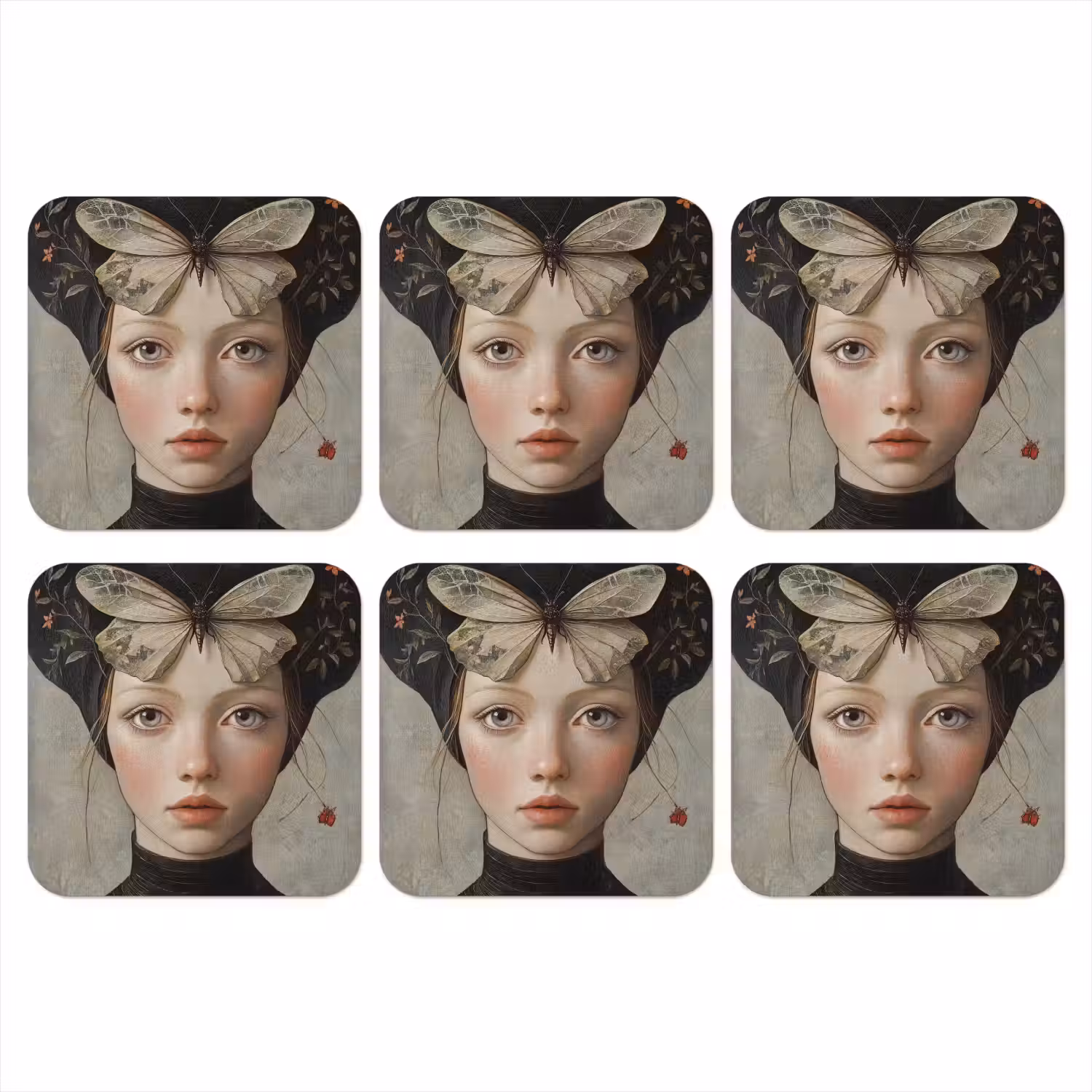 Woman - Butterfly - Art - Classic - Muted onderzetter kurk middel -3d