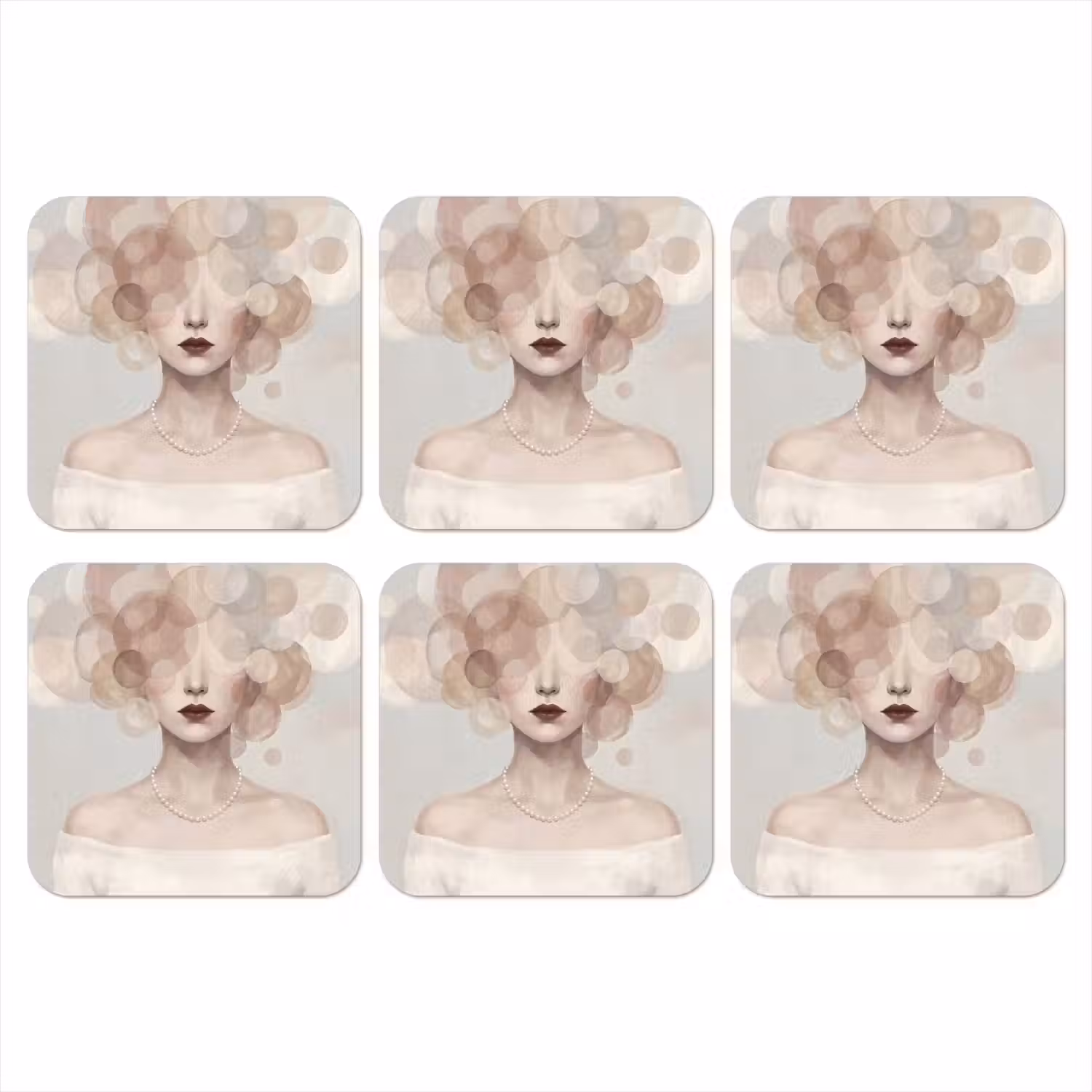 Vrouw - Cirkels - Beige onderzetter kurk middel -3d