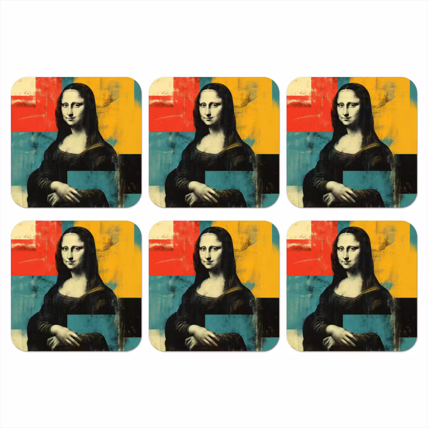 Vrouw - Kleurvlakken - Klassieke schilderkunst onderzetter kurk middel -3d