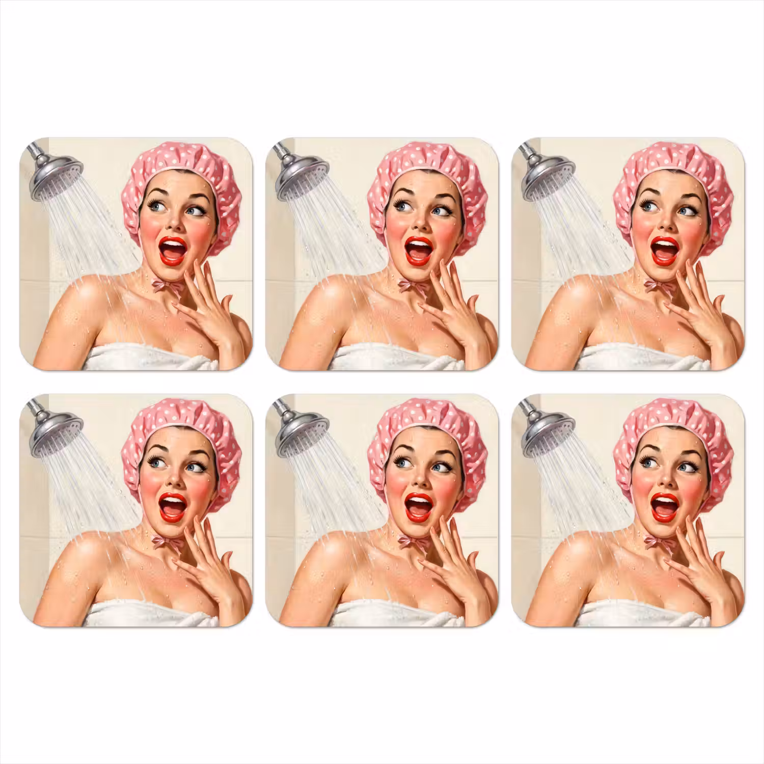 Vrouw - Douche - Roze onderzetter kurk middel -3d