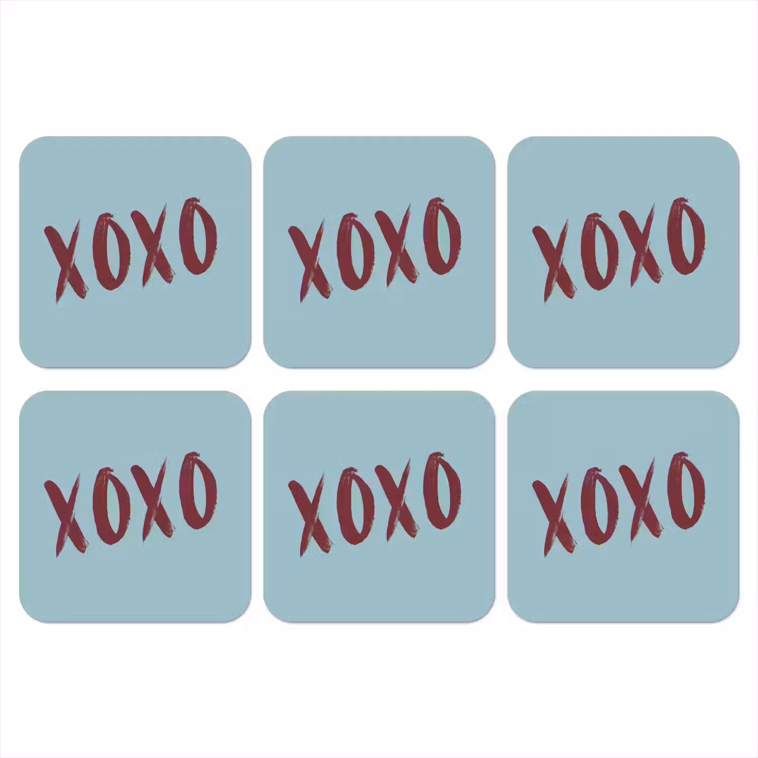 XOXO - Blauw - Rood onderzetter kurk middel -3d