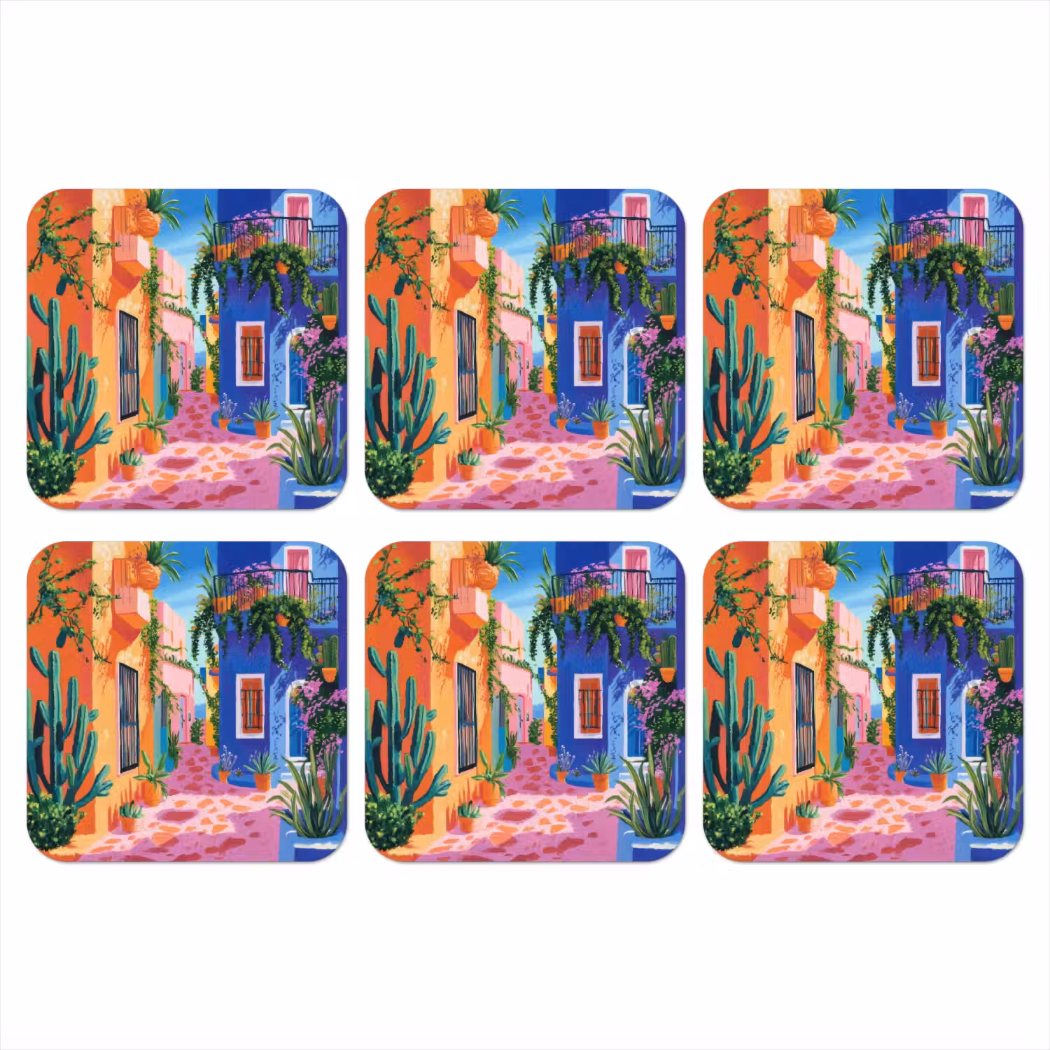 Geel - Blauw - Oranje - Huis onderzetter kurk middel -3d