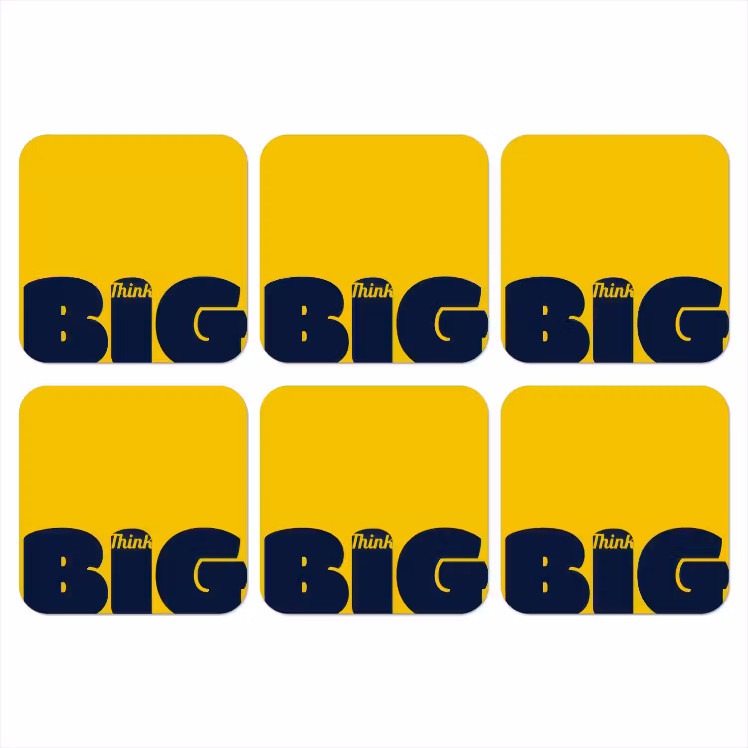 Geel - Think big - Grafisch onderzetter kurk middel -3d