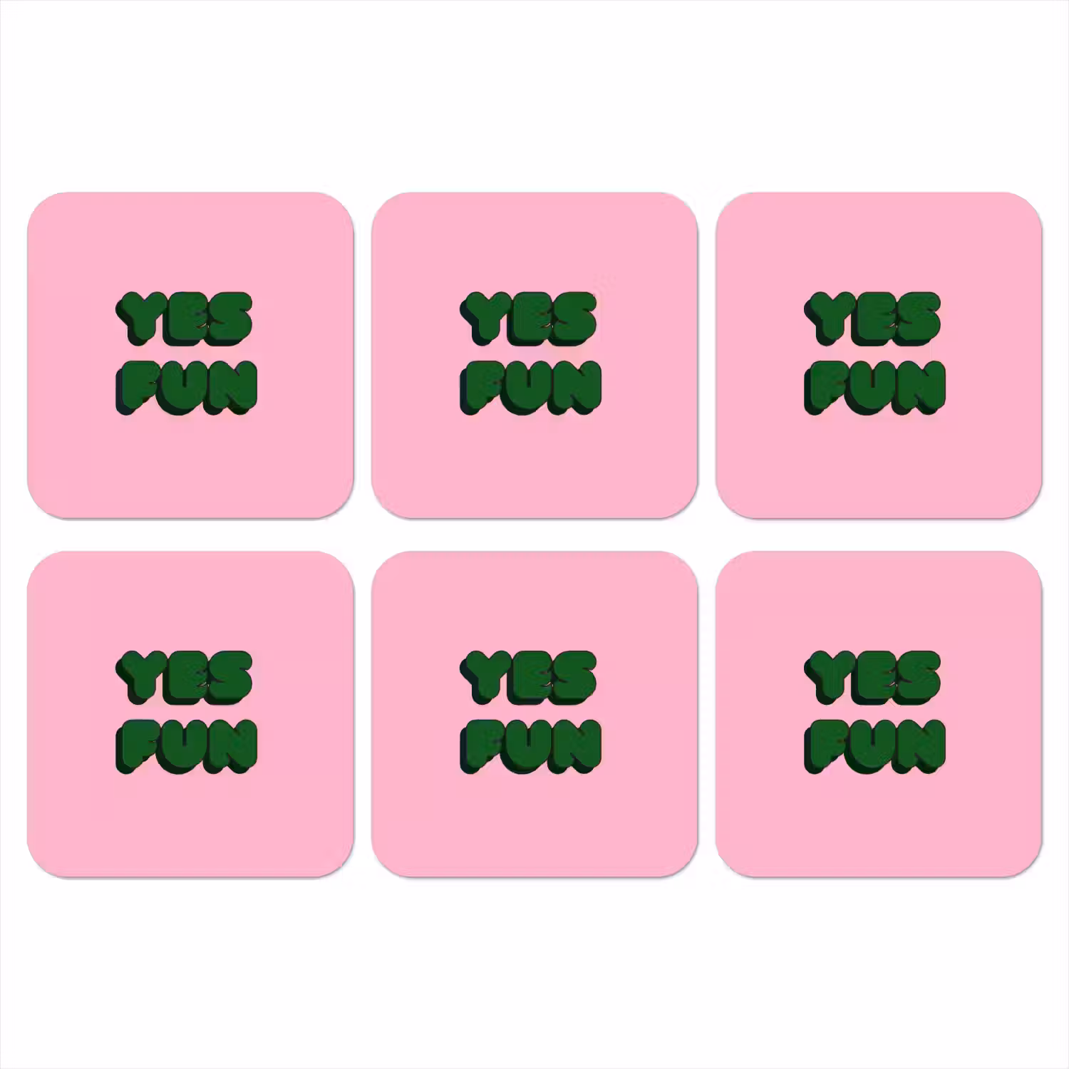 Yes fun - Groen - Roze onderzetter kurk middel -3d