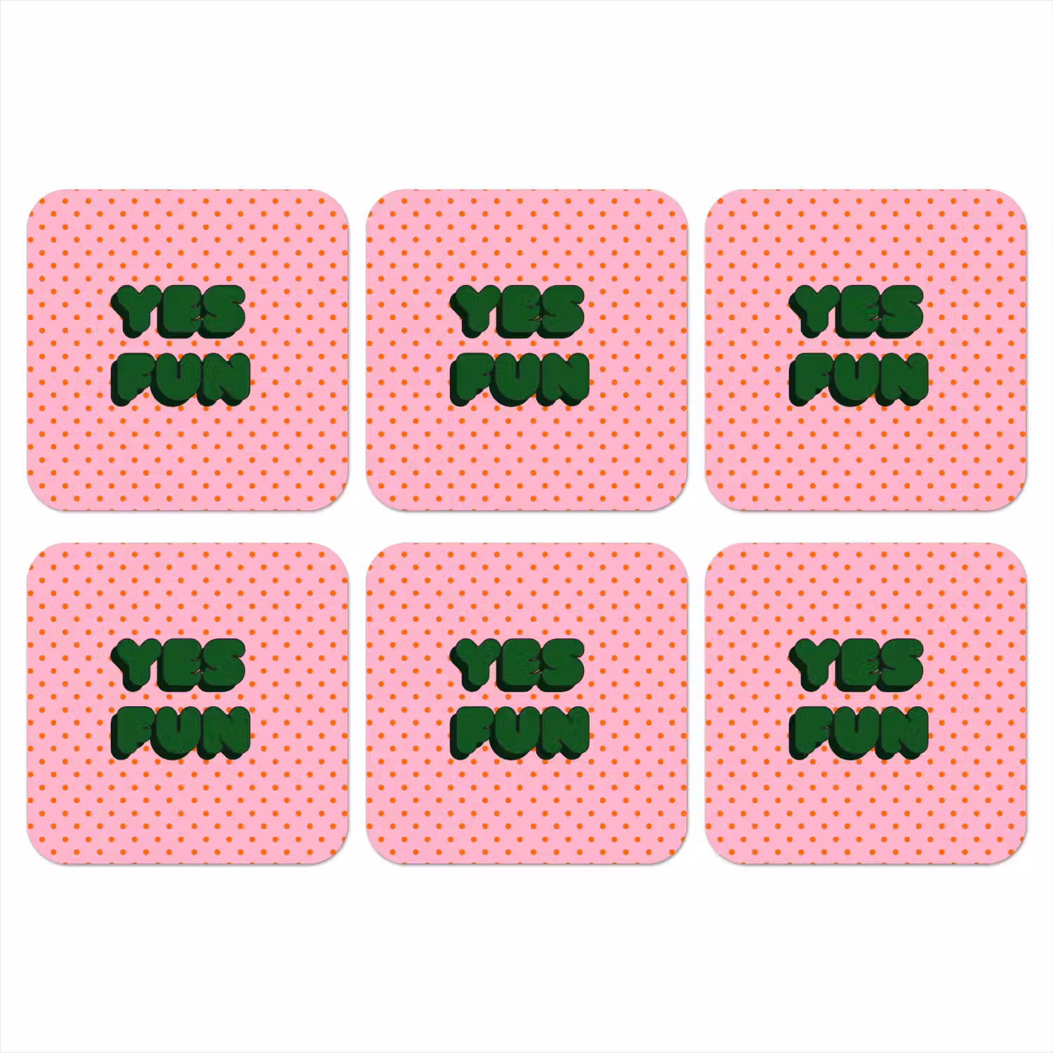 Yes fun - Groen - Roze - Stippen onderzetter kurk middel -3d