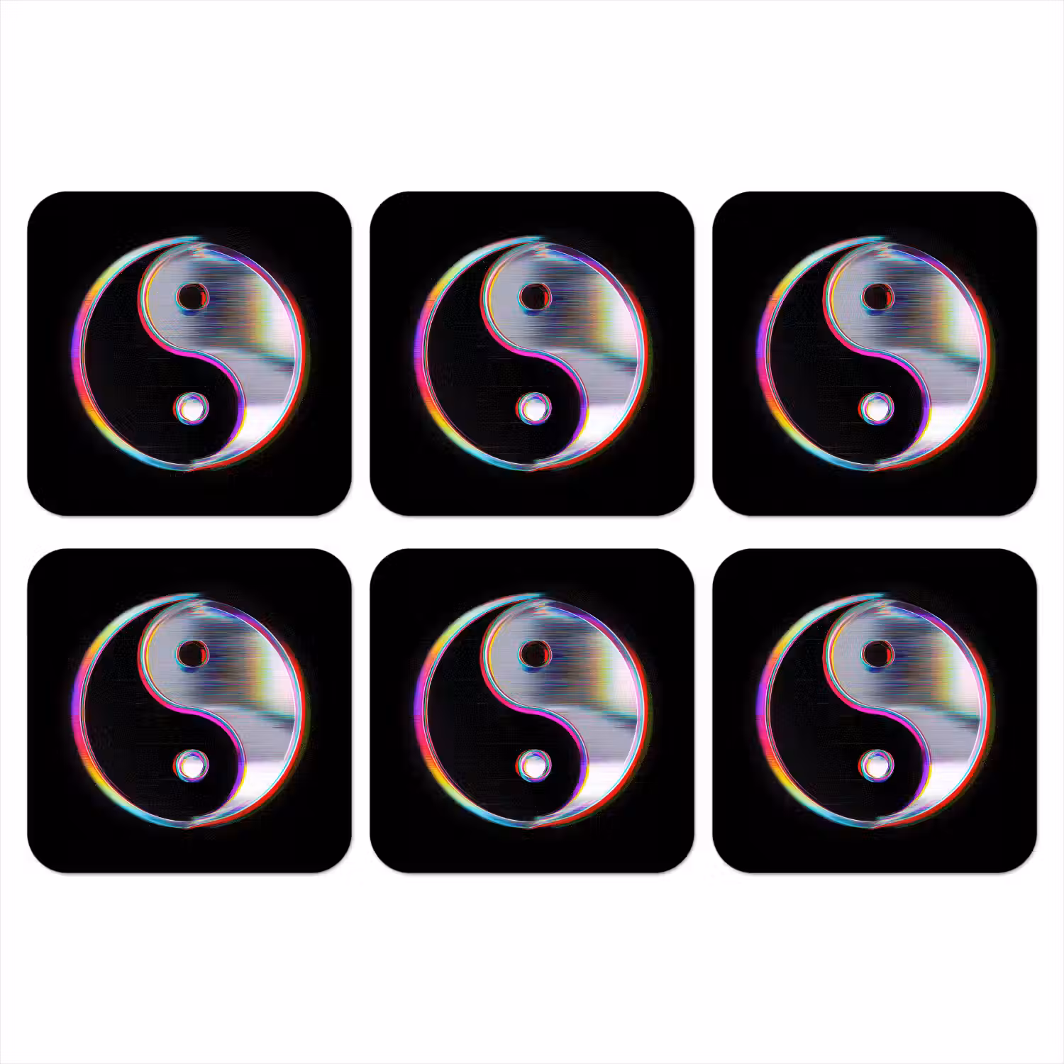 Yin-Yang - Cirkel - Regenboog onderzetter kurk middel -3d