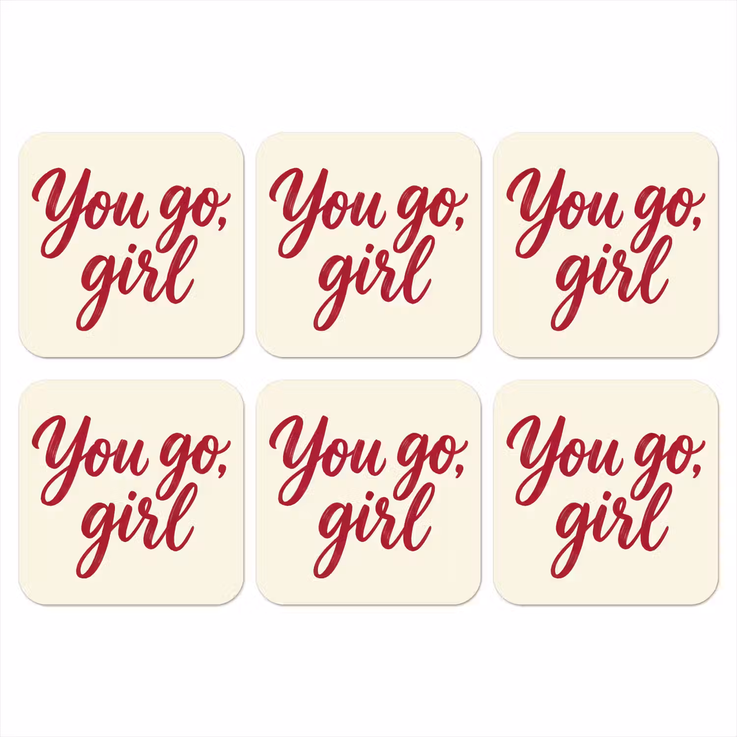 you go girl - Rood - Wit onderzetter kurk middel -3d