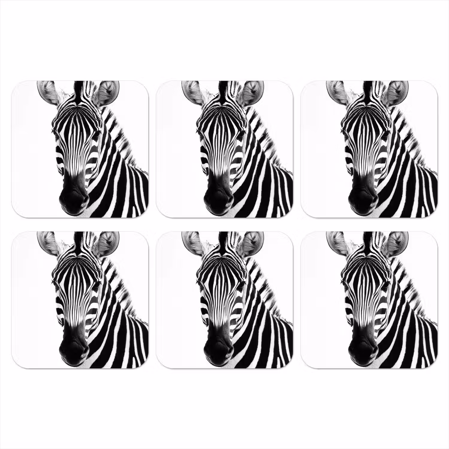 Zebra - Close-up - Zwart - Strepen onderzetter kurk middel -3d