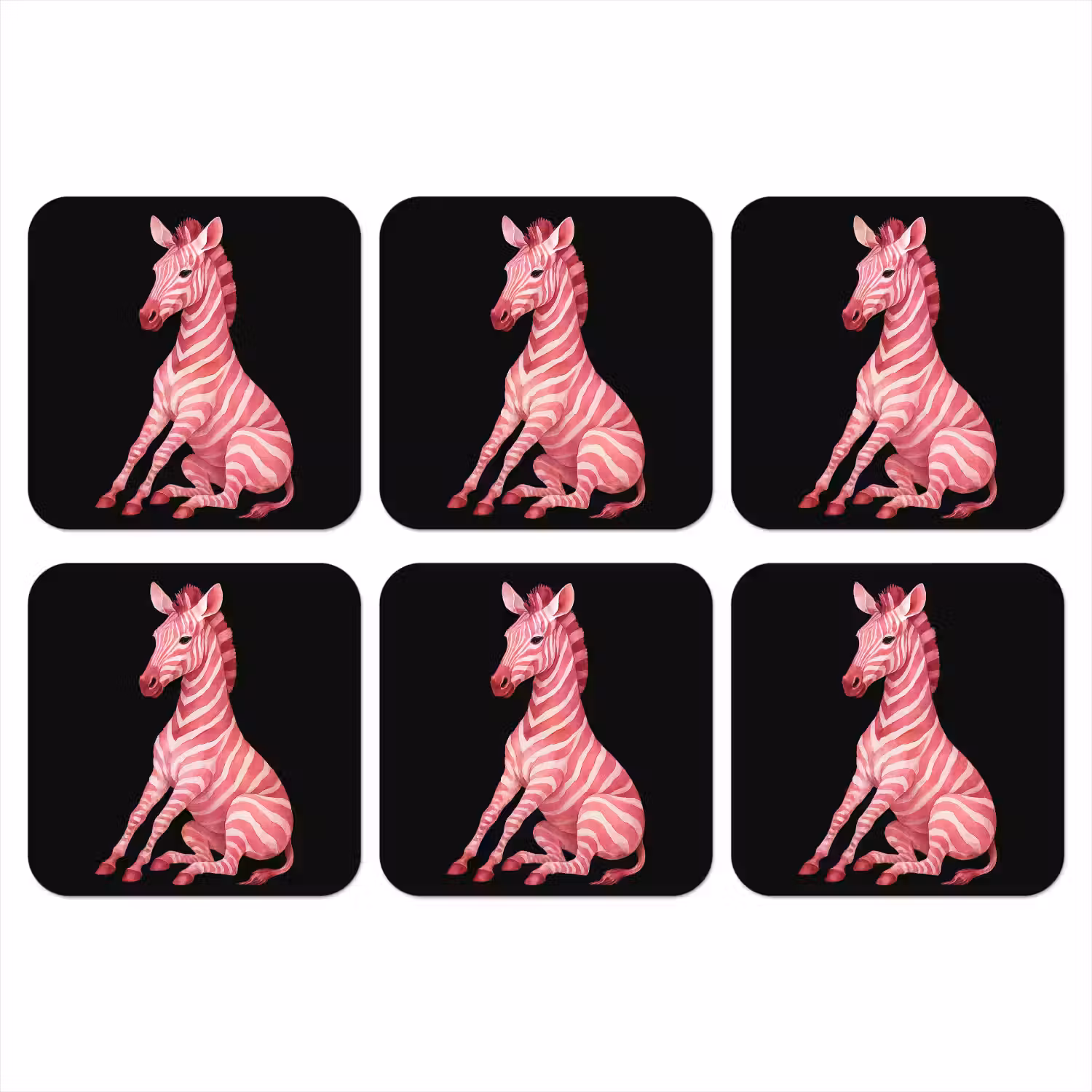 Zebra - Roze - Gestreept onderzetter kurk middel -3d