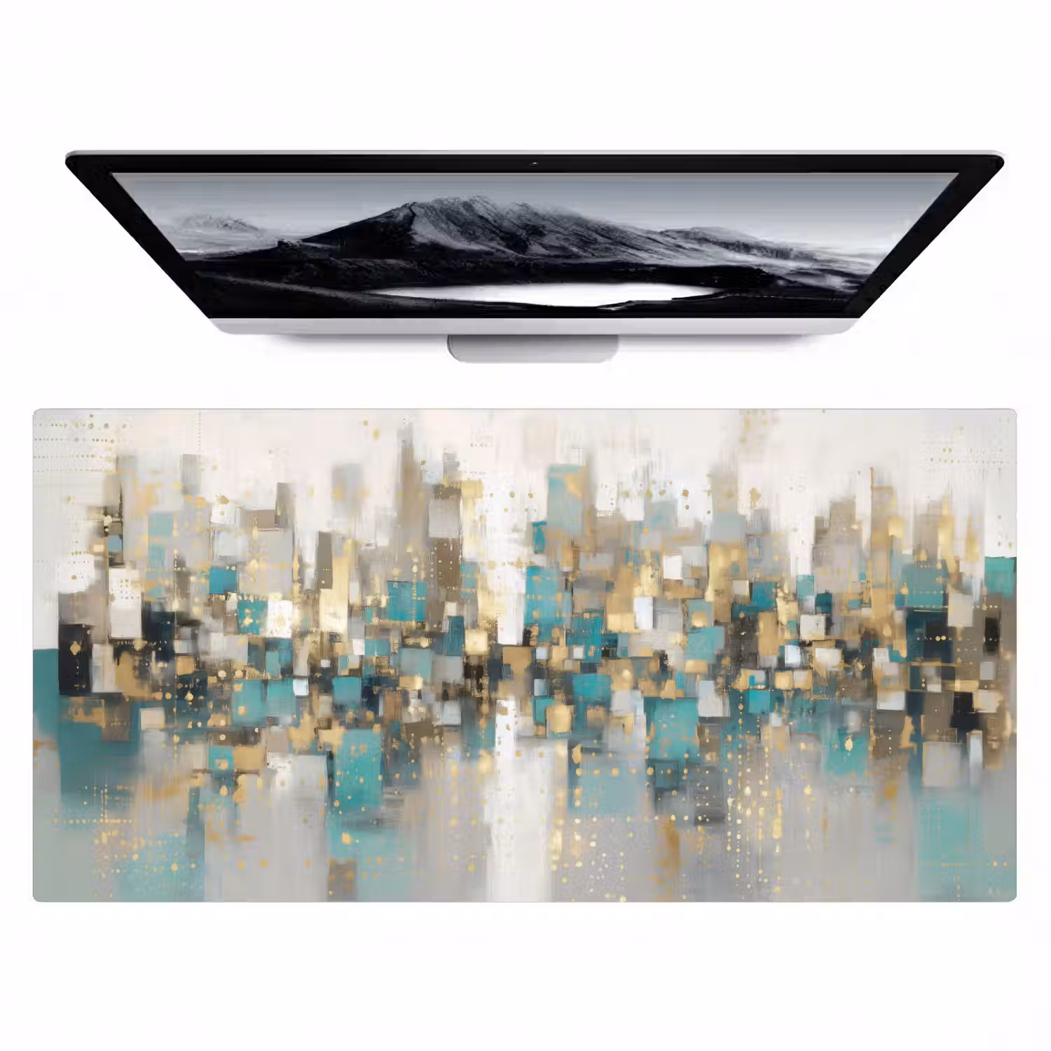Abstract - Blokken - Goud - Skyline Muismat XXL klein -zzz3d