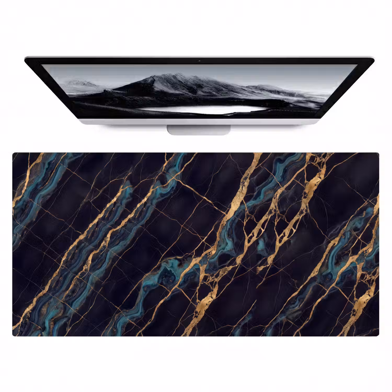 Abstract - Gouden lijnen - Kunst - Modern - Zwart Muismat XXL klein -zzz3d