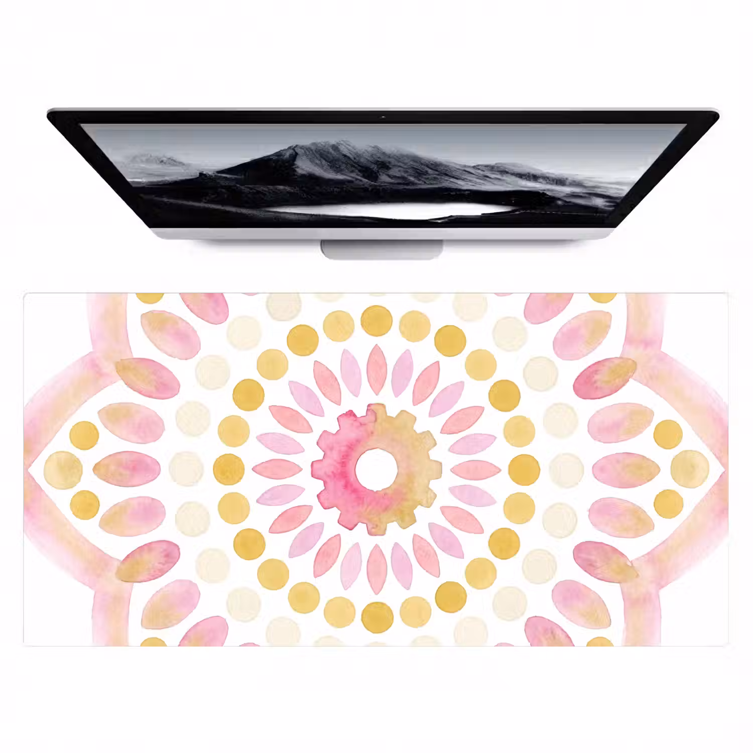 Abstract - Mandala - Kunst - Modern - Roze Muismat XXL klein -zzz3d