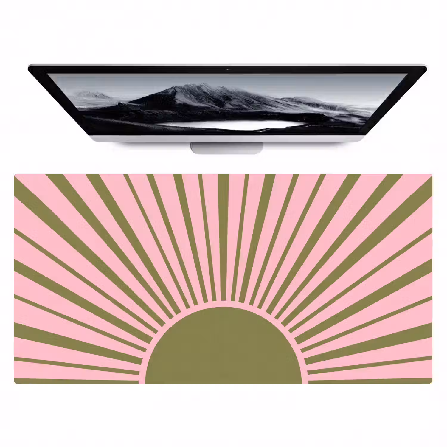 Abstract - Stralen - Grafisch - Roze - Groen Muismat XXL klein -zzz3d