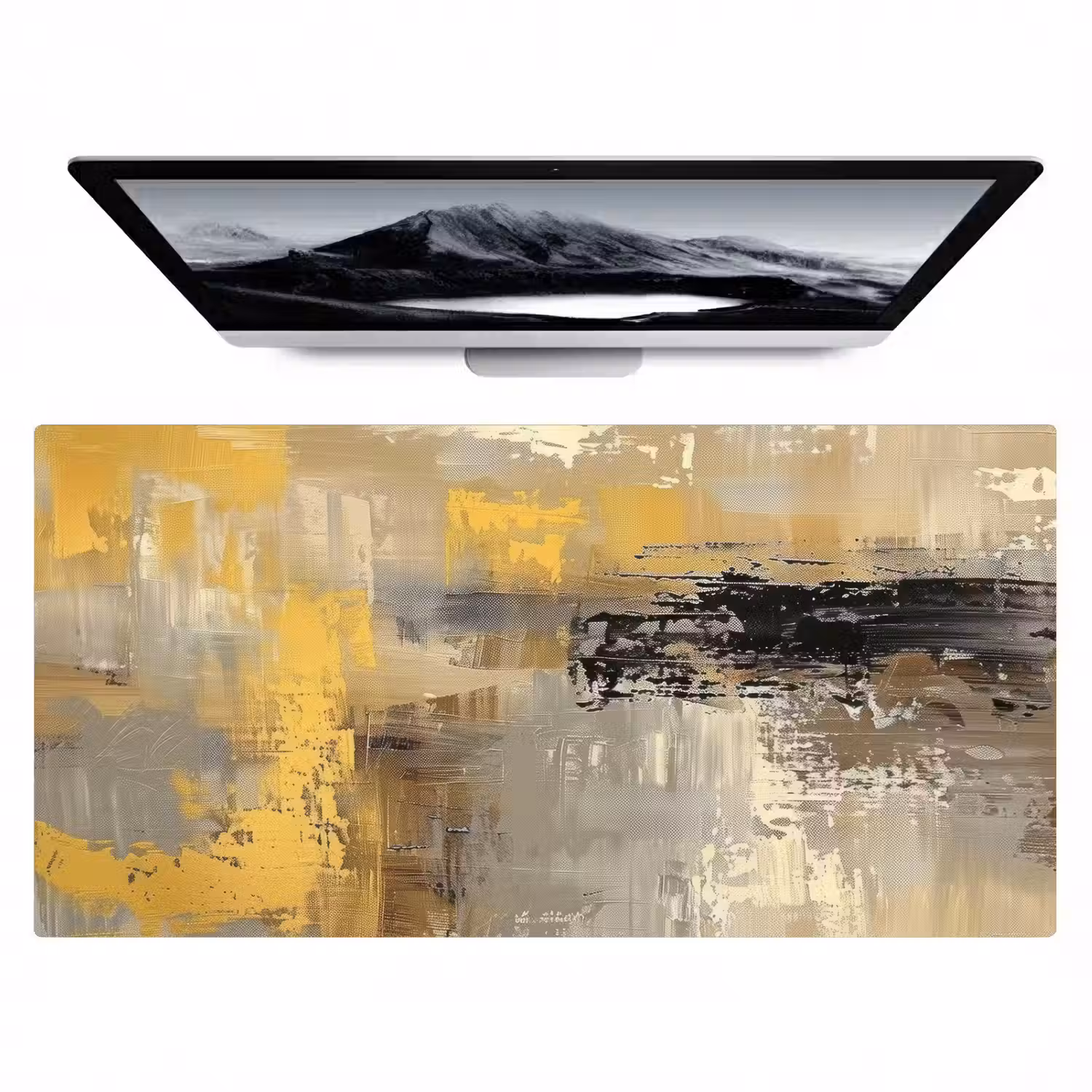 Abstract - Geel - Modern - Beige Muismat XXL klein -zzz3d