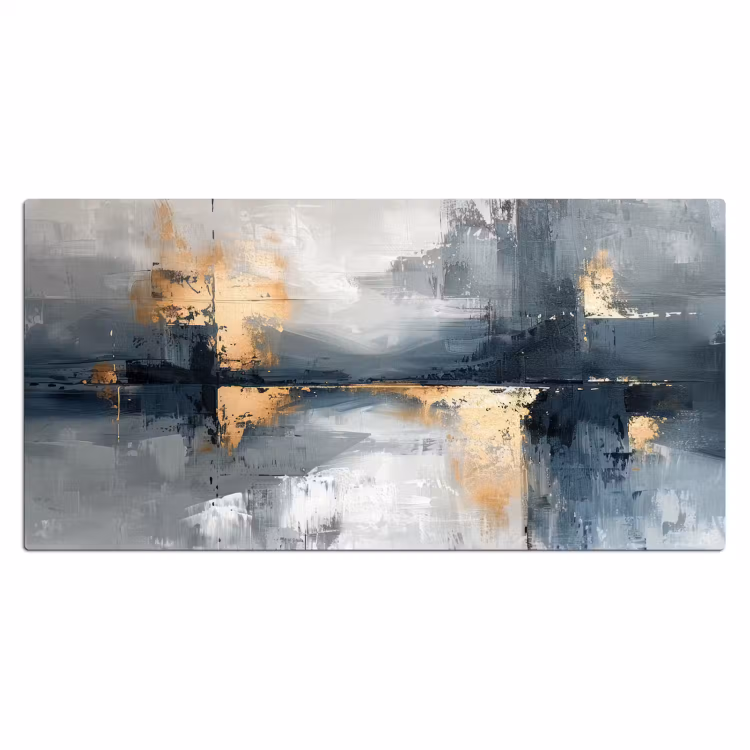 Kunst - Grijs - Goud - Abstract Muismat XXL klein -3d_leeg