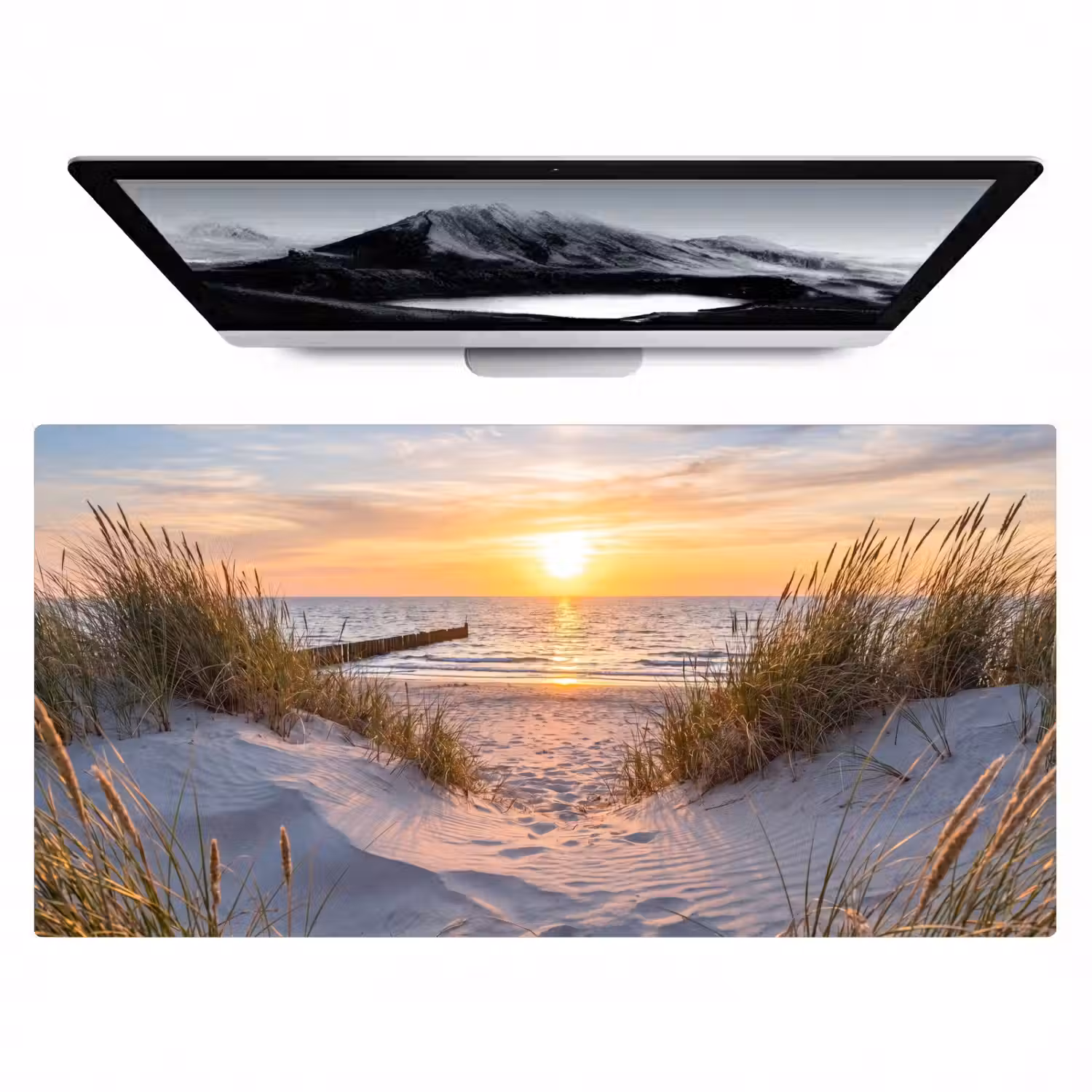 Strand - Zonsondergang - Natuur - Landschap Muismat XXL klein -zzz3d