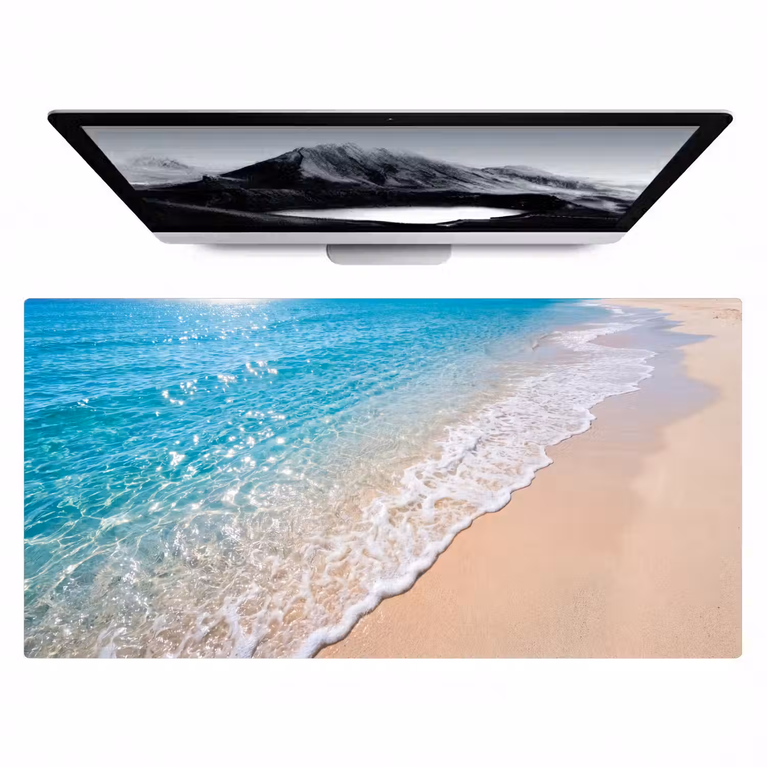 Strand - Water - Natuur - Blauw - Beige Muismat XXL klein -zzz3d
