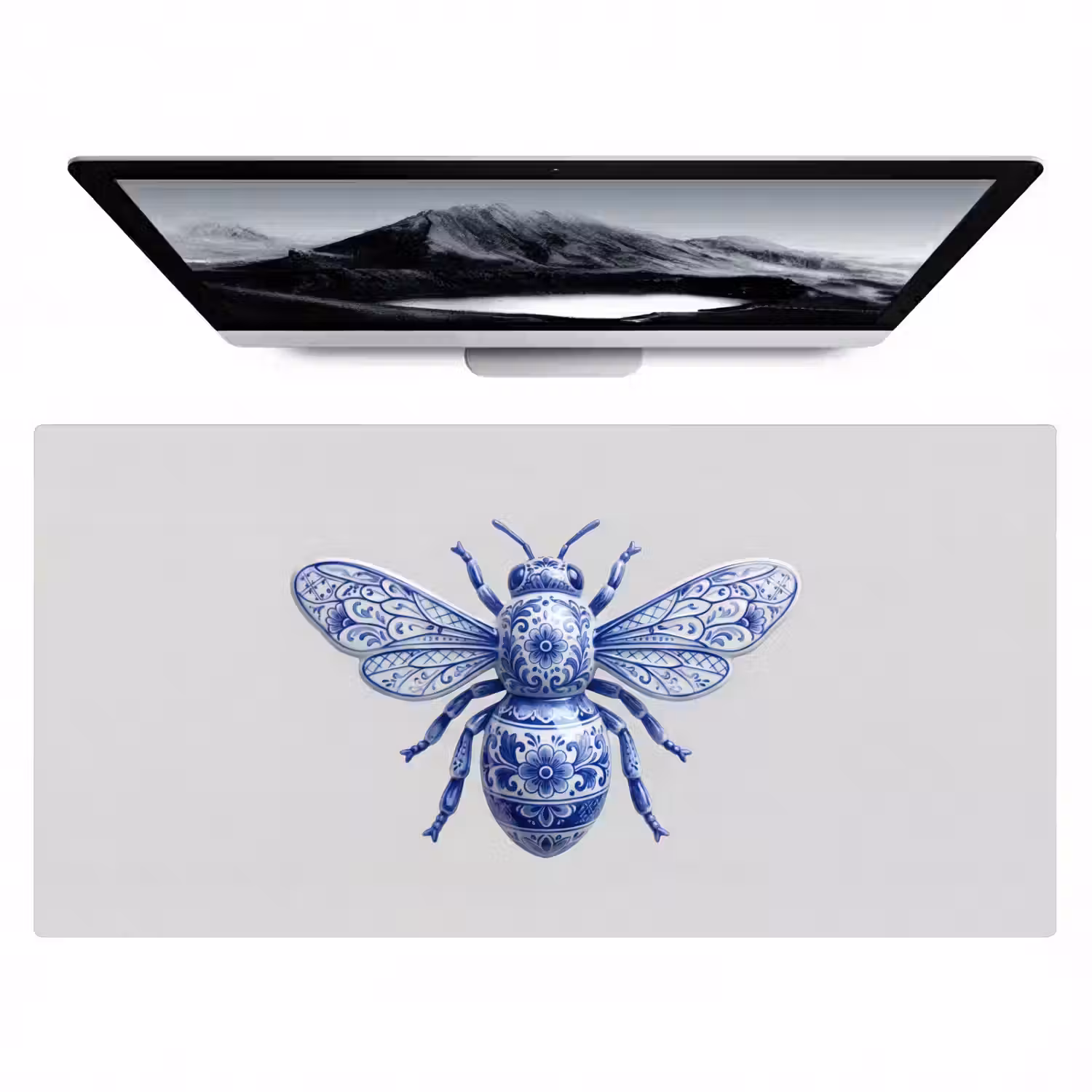 Bij - Modern - Delfts - Blauw Muismat XXL klein -zzz3d