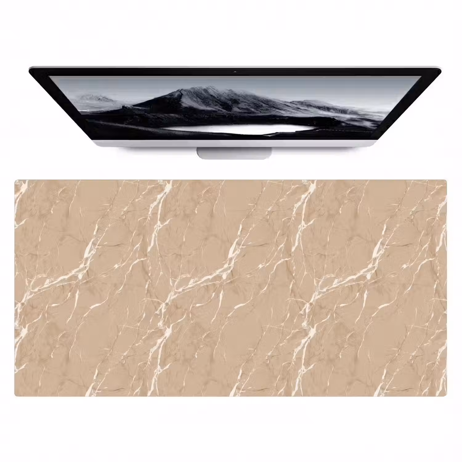Beige - Marmer - Organisch - Wit Muismat XXL klein 681 -zzz3d